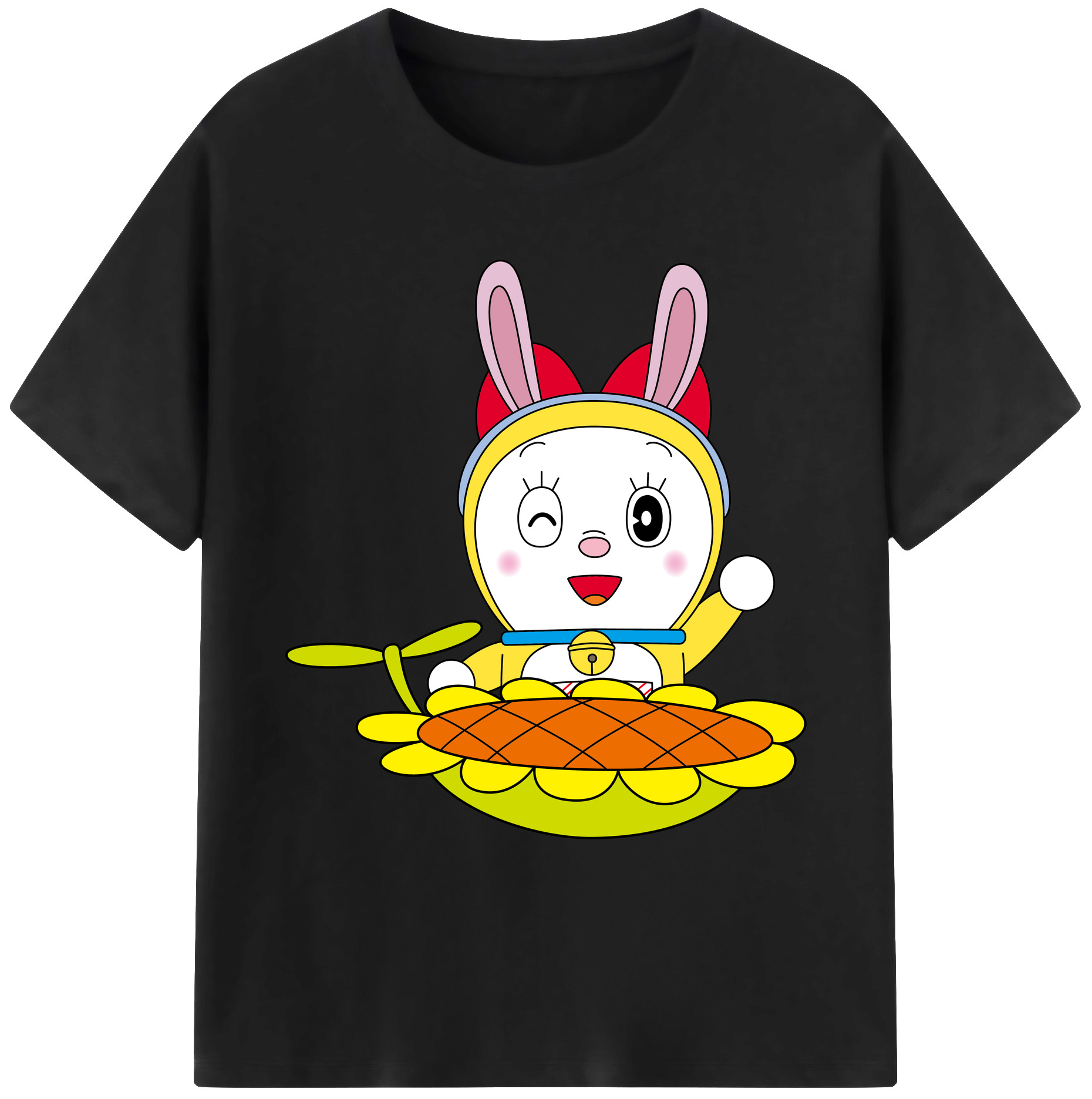 （画像用） ドラえもん ドラミ Doraemon Dorami 綿100％ メンズ半袖Tシャツ｜肌触りやわらか＆通気性