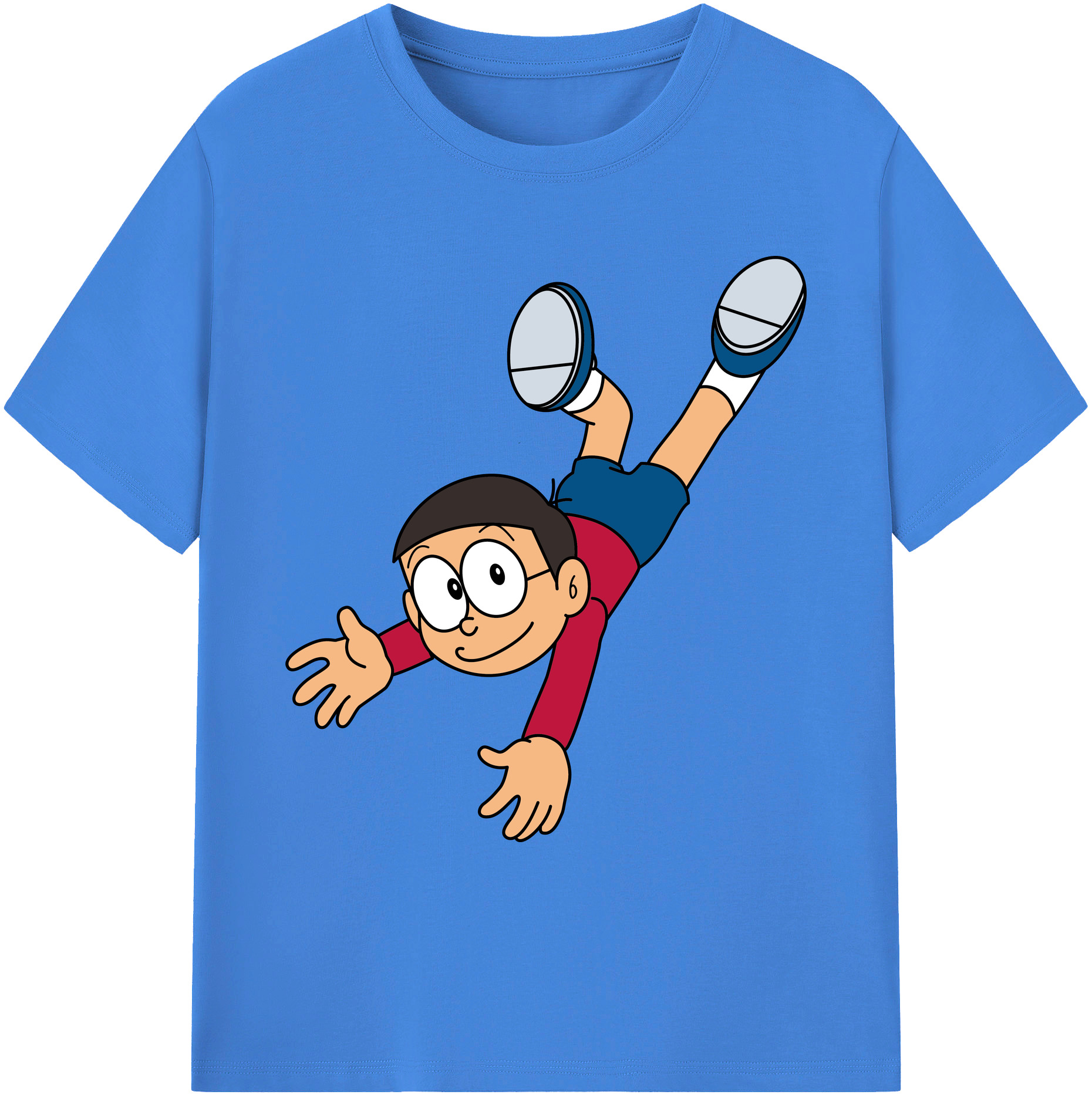 （画像用） ドラえもん 野比 のび太 Doraemon Nobita Nobi 綿100％ メンズ半袖Tシャツ｜肌触りやわらか＆通気性