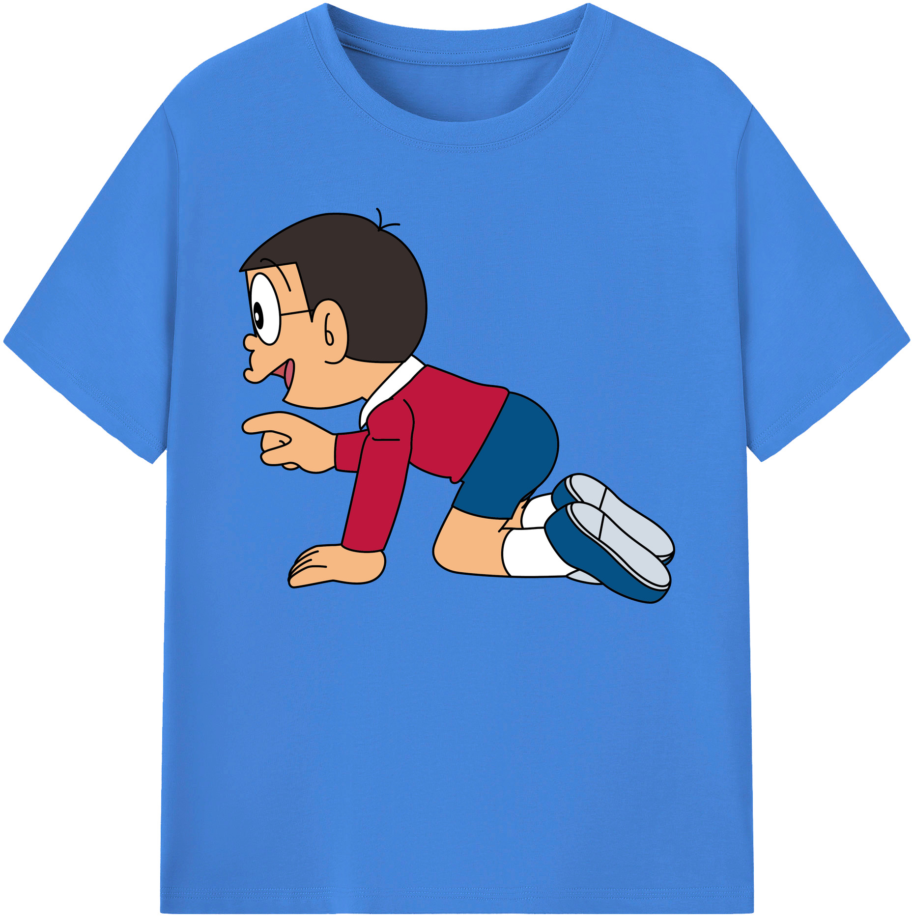 （画像用） ドラえもん 野比 のび太 Doraemon Nobita Nobi 綿100％ メンズ半袖Tシャツ｜肌触りやわらか＆通気性