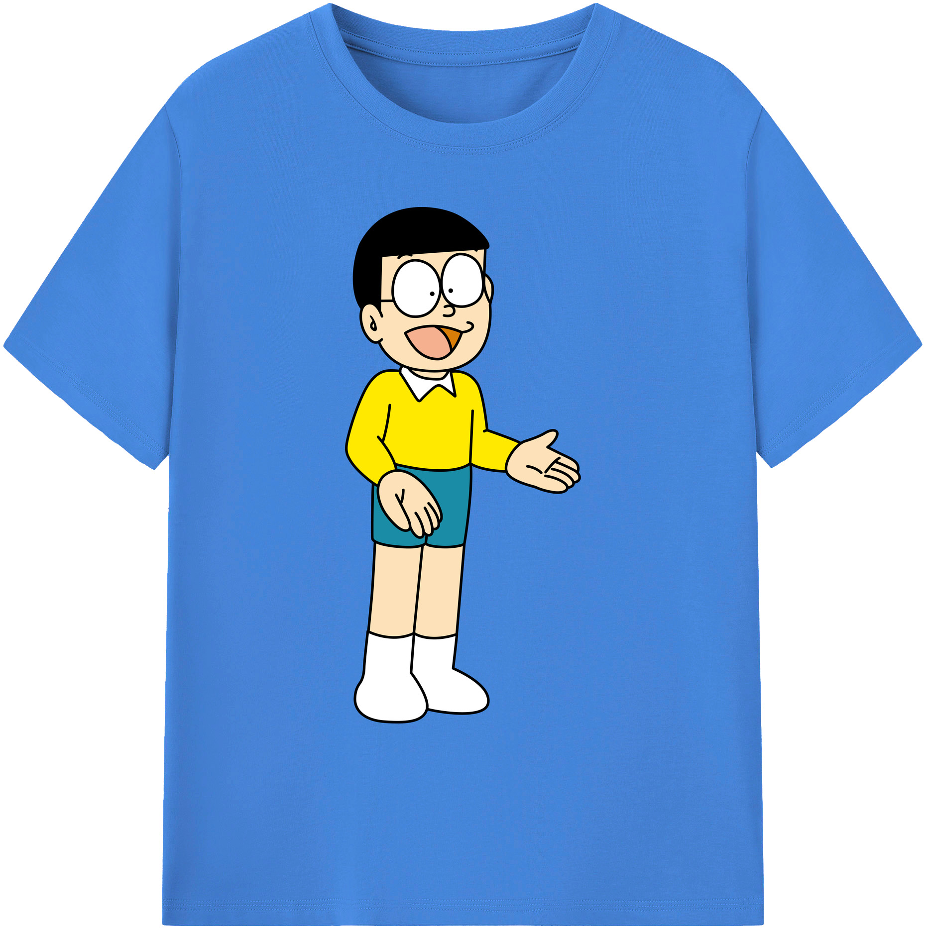 （画像用） ドラえもん 野比 のび太 Doraemon Nobita Nobi 綿100％ メンズ半袖Tシャツ｜肌触りやわらか＆通気性