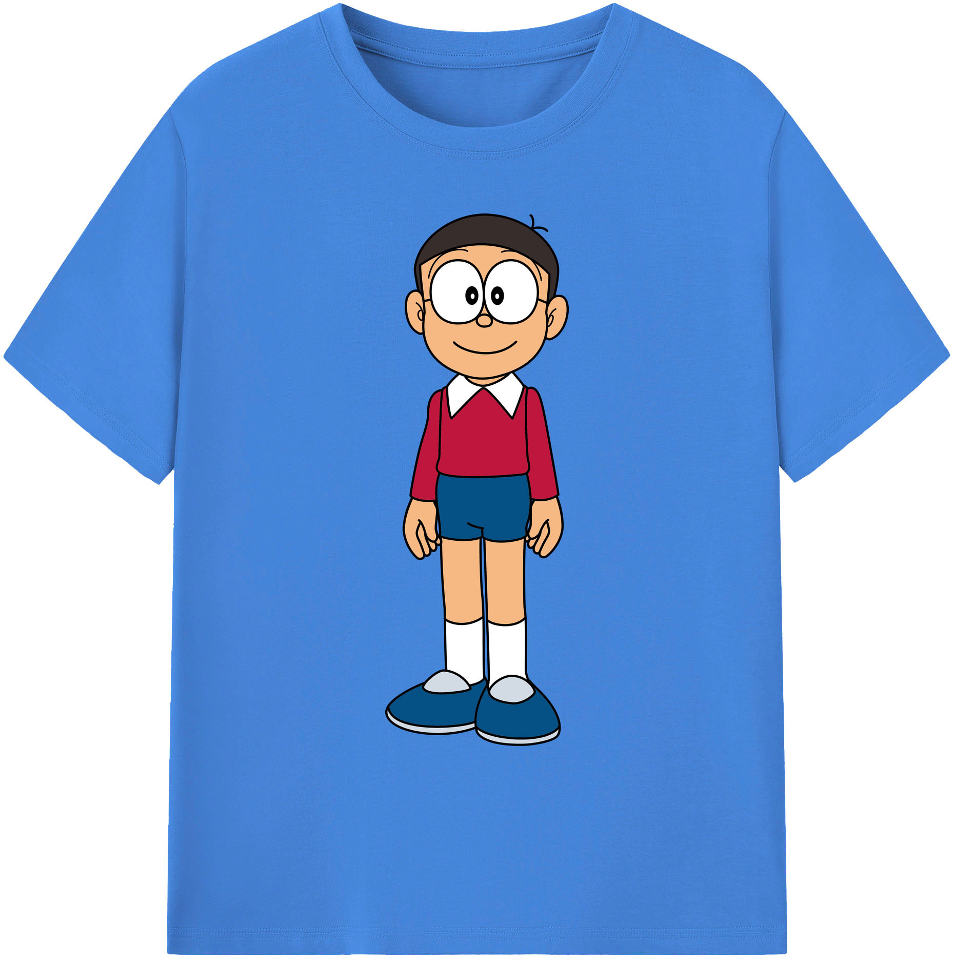 （画像用） ドラえもん 野比 のび太 Doraemon Nobita Nobi 綿100％ メンズ半袖Tシャツ｜肌触りやわらか＆通気性