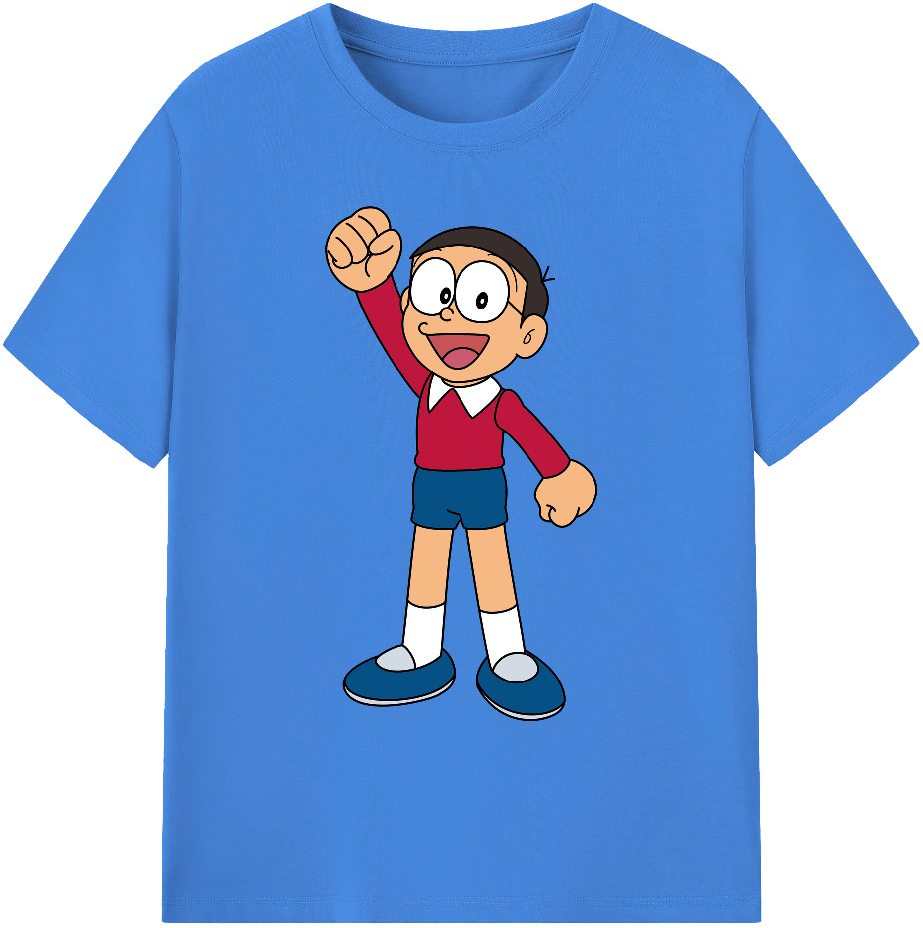 （画像用） ドラえもん 野比 のび太 Doraemon Nobita Nobi 綿100％ メンズ半袖Tシャツ｜肌触りやわらか＆通気性