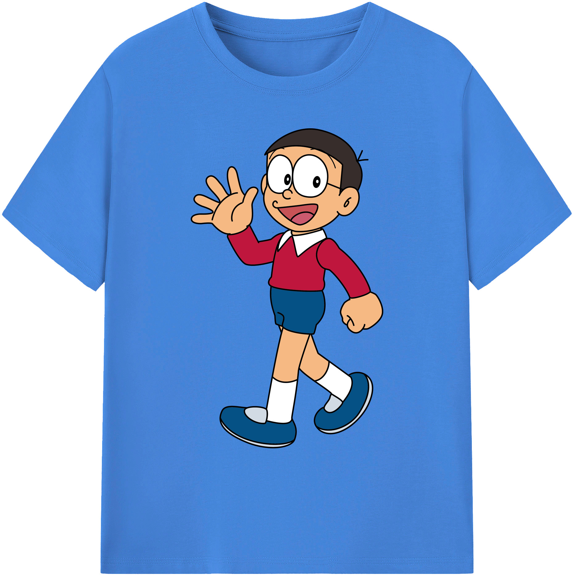 （画像用） ドラえもん 野比 のび太 Doraemon Nobita Nobi 綿100％ メンズ半袖Tシャツ｜肌触りやわらか＆通気性