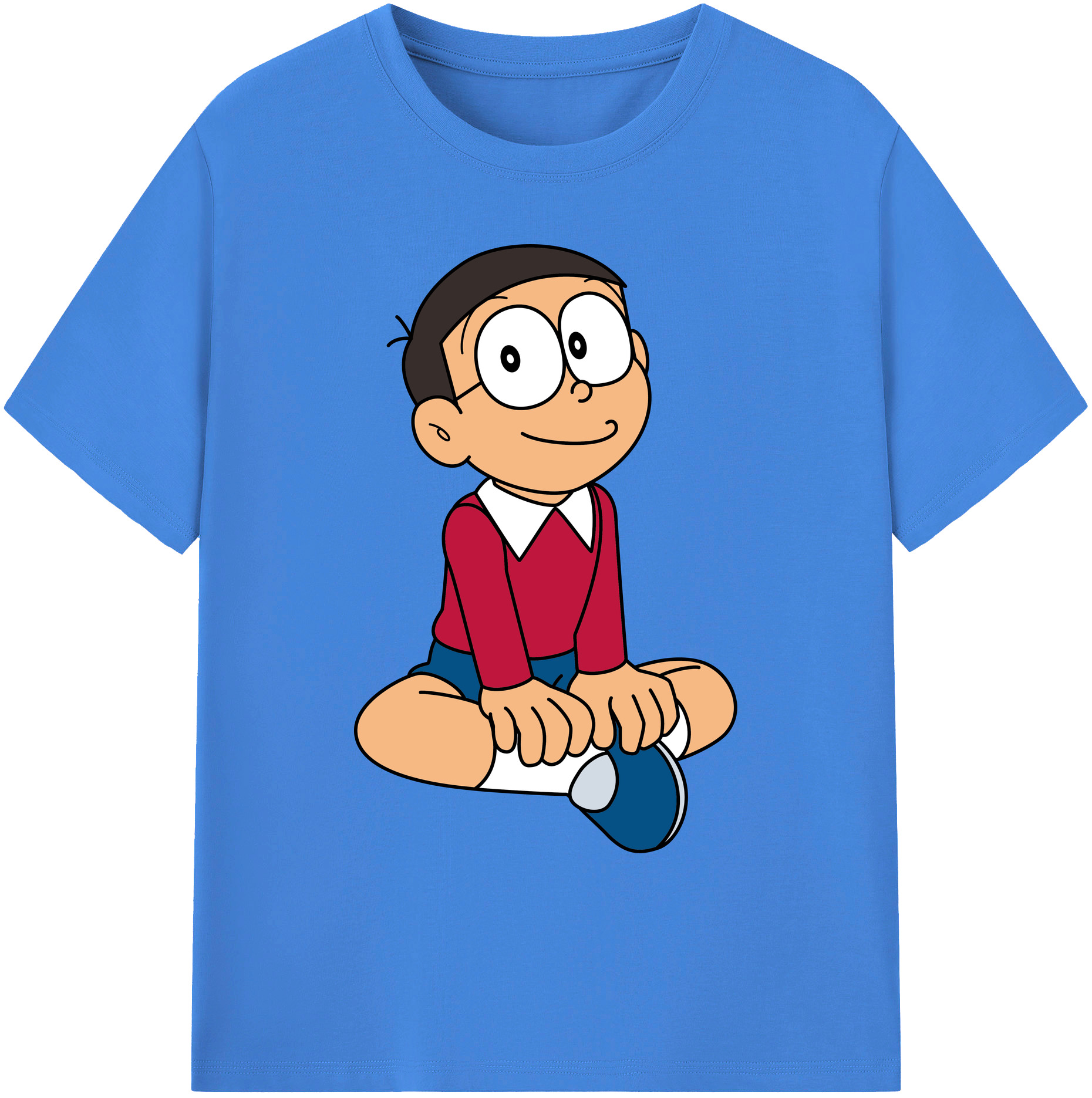 （画像用） ドラえもん 野比 のび太 Doraemon Nobita Nobi 綿100％ メンズ半袖Tシャツ｜肌触りやわらか＆通気性