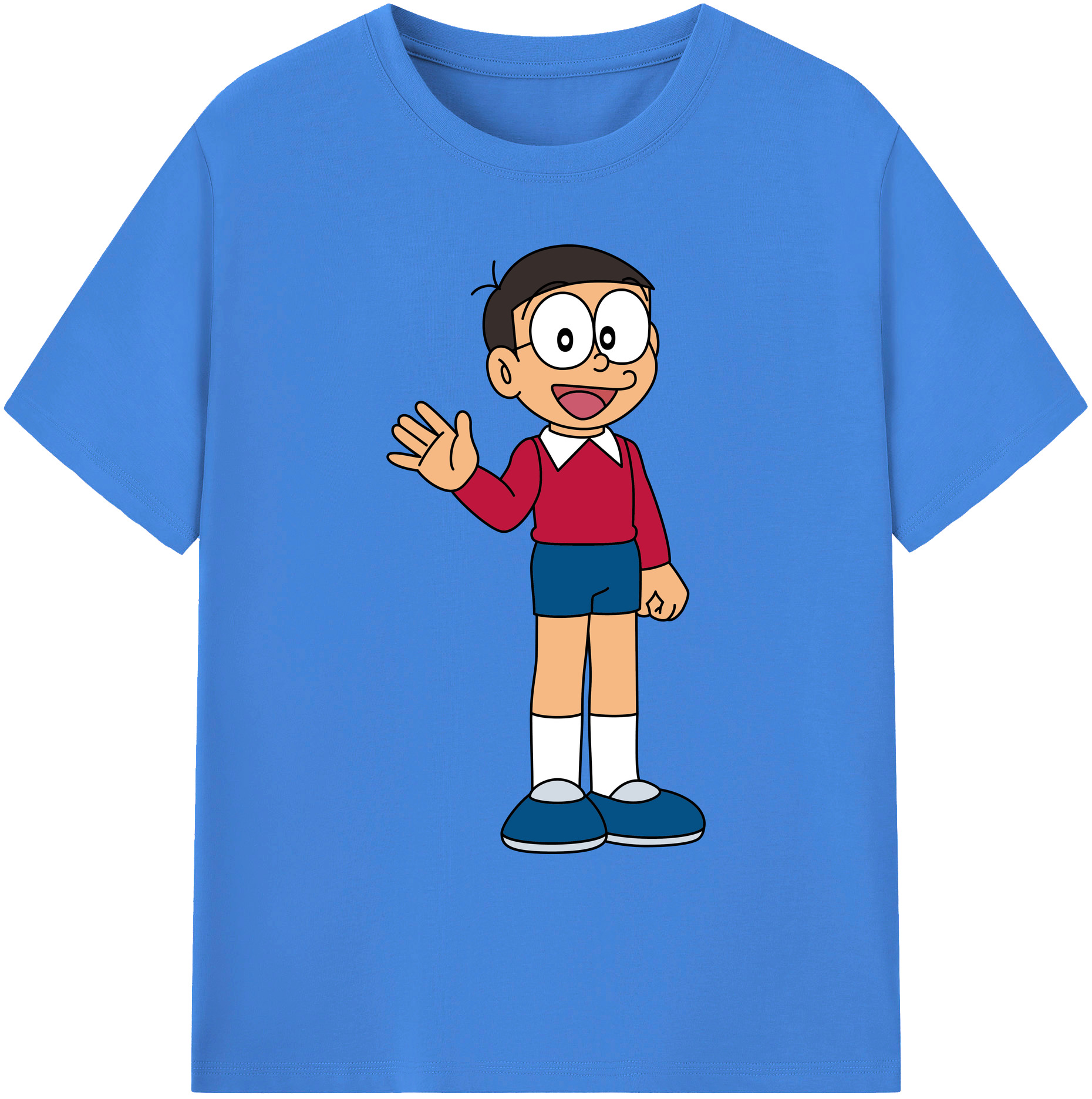 （画像用） ドラえもん 野比 のび太 Doraemon Nobita Nobi 綿100％ メンズ半袖Tシャツ｜肌触りやわらか＆通気性