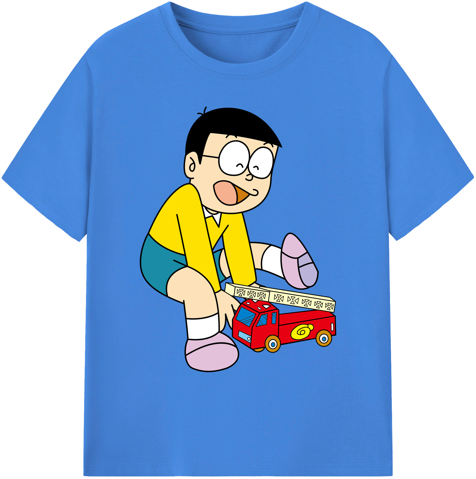 （画像用） ドラえもん 野比 のび太 Doraemon Nobita Nobi 綿100％ メンズ半袖Tシャツ｜肌触りやわらか＆通気性