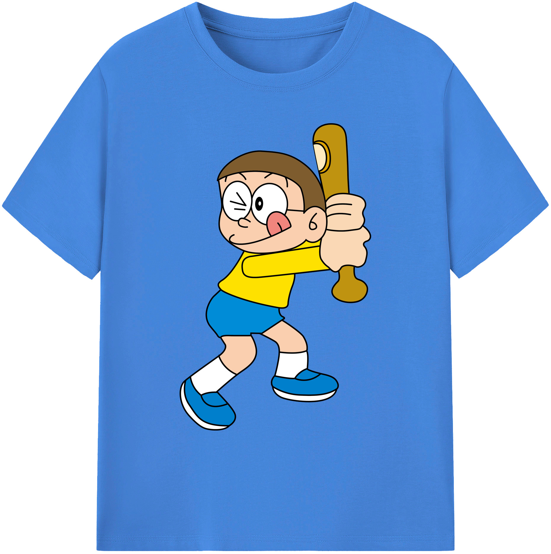 （画像用） ドラえもん 野比 のび太 Doraemon Nobita Nobi 綿100％ メンズ半袖Tシャツ｜肌触りやわらか＆通気性