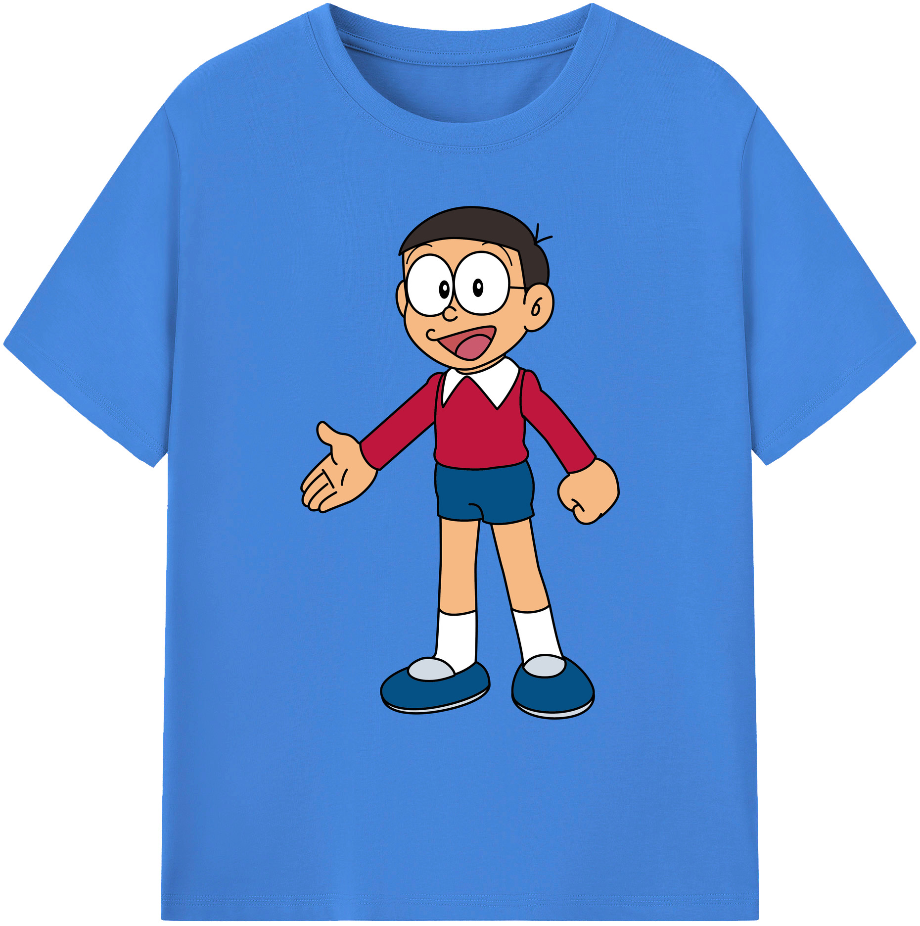 （画像用） ドラえもん 野比 のび太 Doraemon Nobita Nobi 綿100％ メンズ半袖Tシャツ｜肌触りやわらか＆通気性