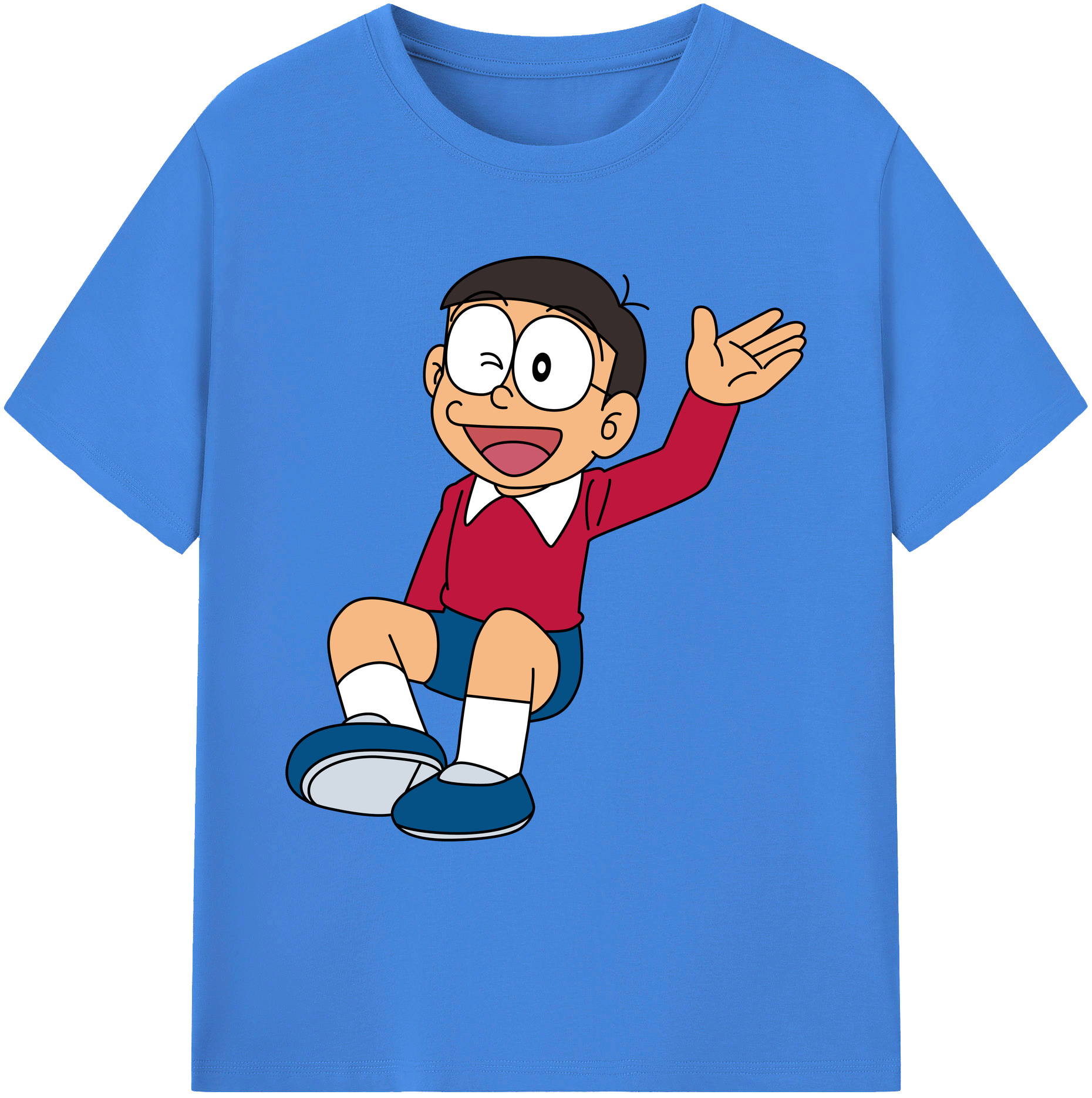 （画像用） ドラえもん 野比 のび太 Doraemon Nobita Nobi 綿100％ メンズ半袖Tシャツ｜肌触りやわらか＆通気性