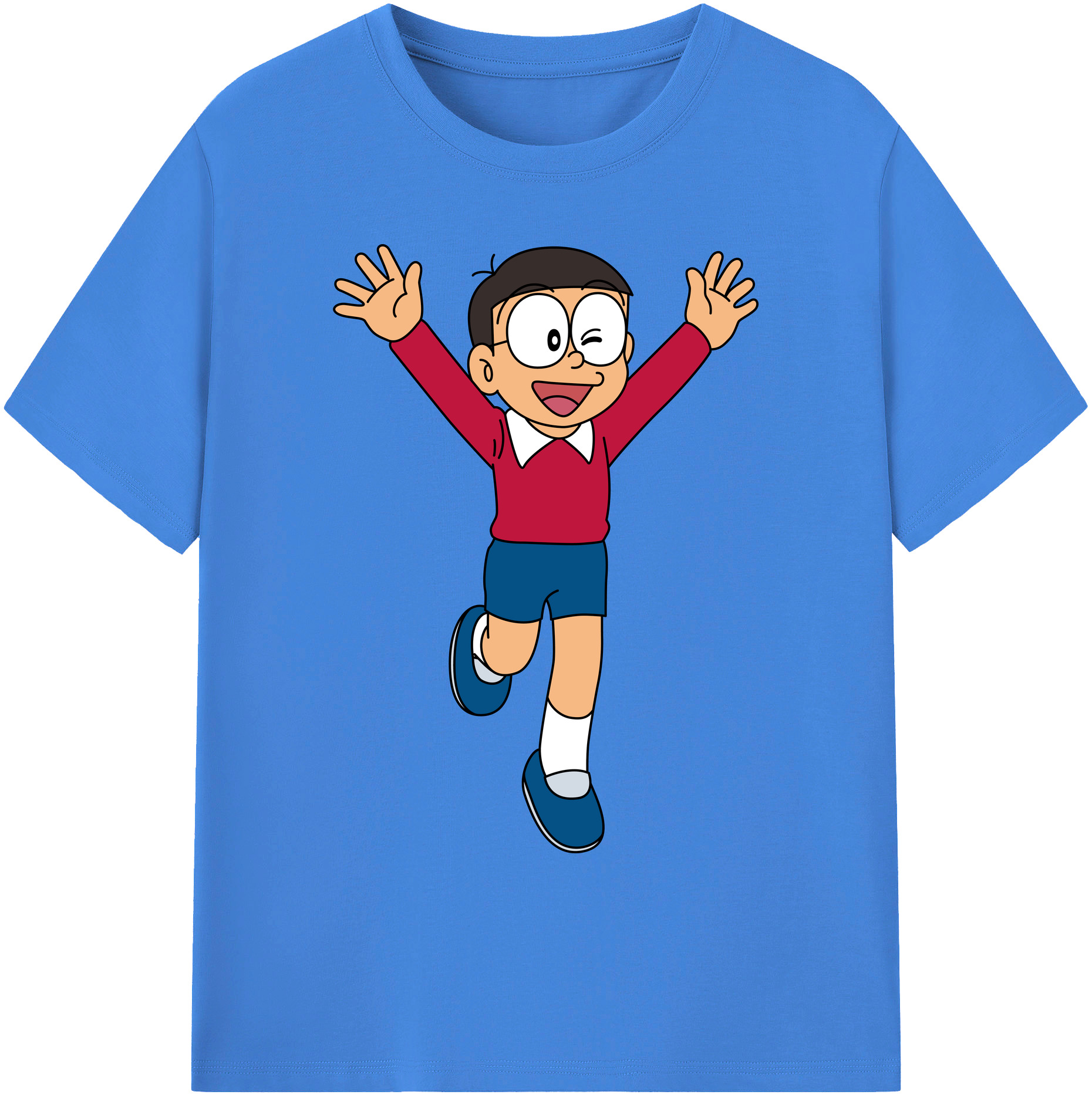 （画像用） ドラえもん 野比 のび太 Doraemon Nobita Nobi 綿100％ メンズ半袖Tシャツ｜肌触りやわらか＆通気性