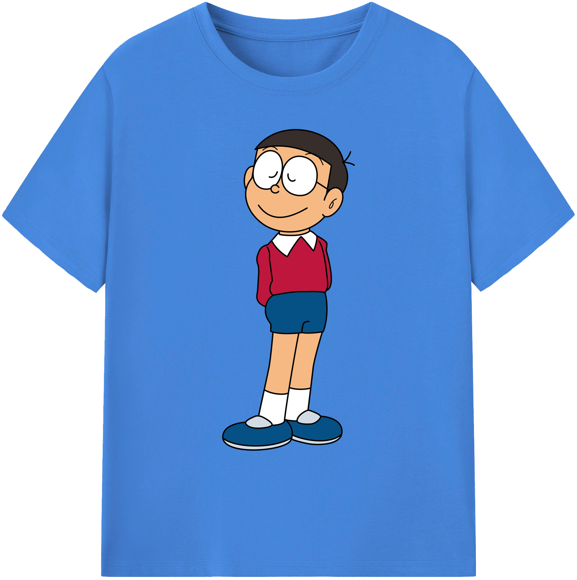 （画像用） ドラえもん 野比 のび太 Doraemon Nobita Nobi 綿100％ メンズ半袖Tシャツ｜肌触りやわらか＆通気性