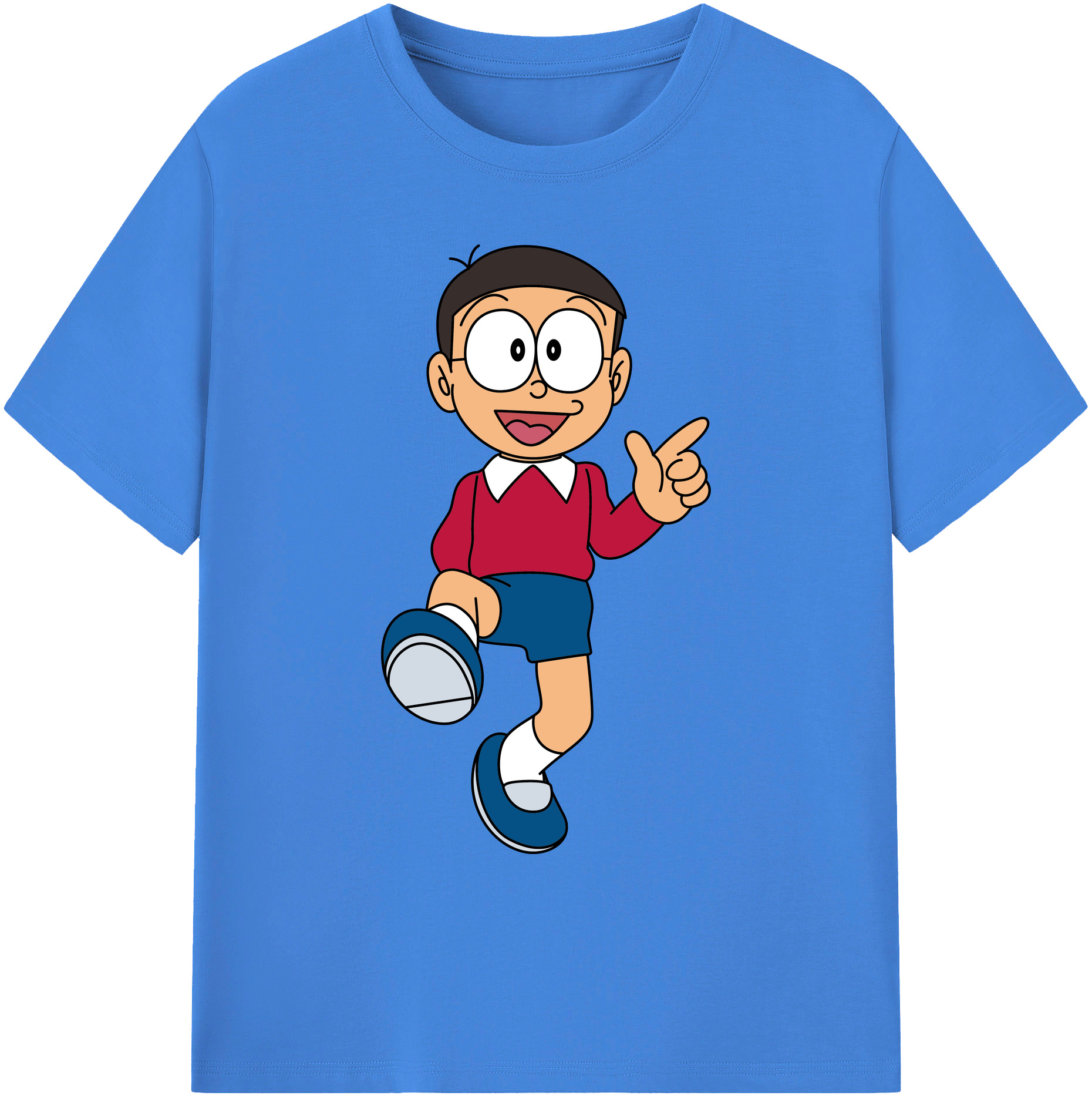 （画像用） ドラえもん 野比 のび太 Doraemon Nobita Nobi 綿100％ メンズ半袖Tシャツ｜肌触りやわらか＆通気性