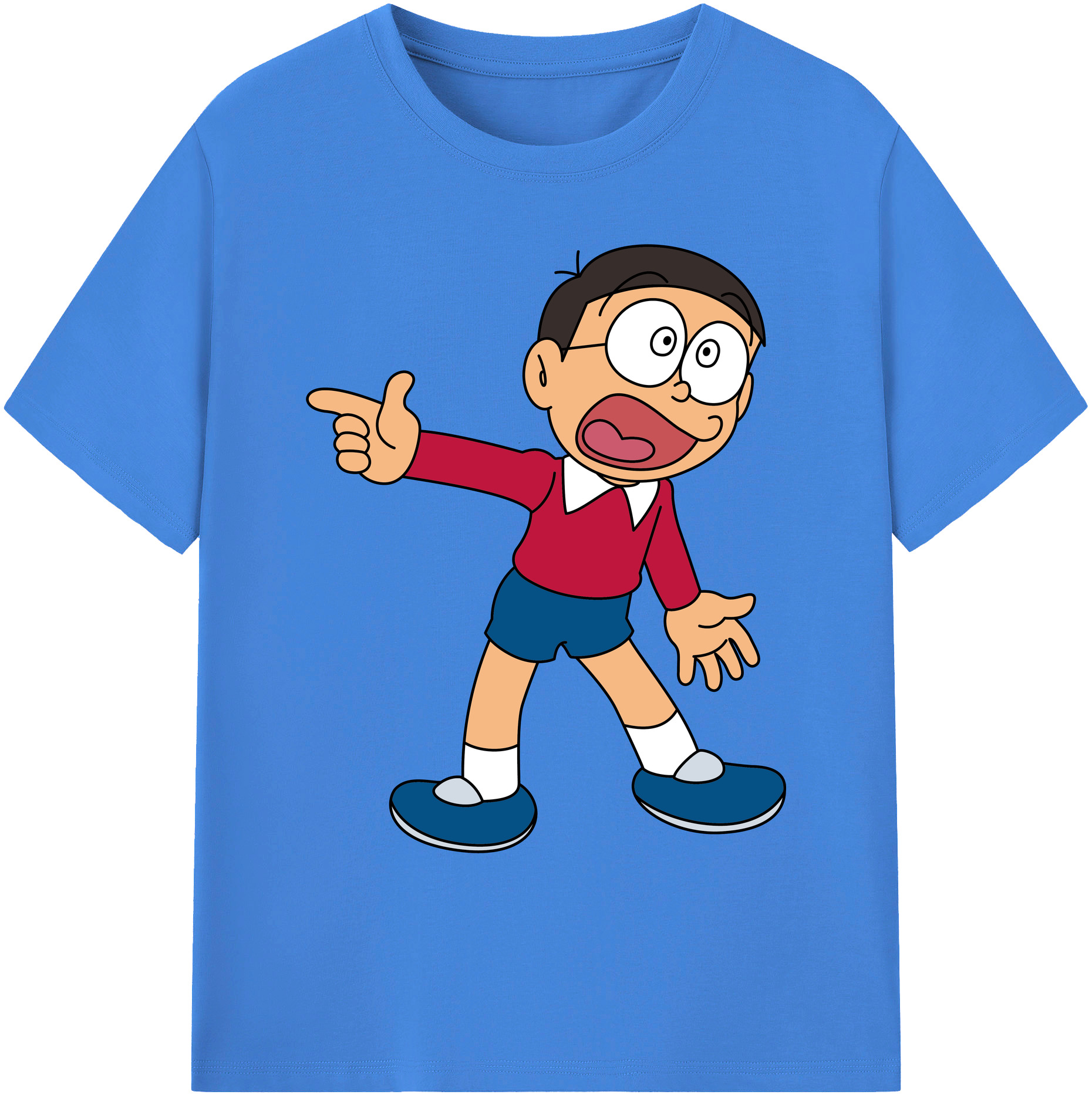 （画像用） ドラえもん 野比 のび太 Doraemon Nobita Nobi 綿100％ メンズ半袖Tシャツ｜肌触りやわらか＆通気性
