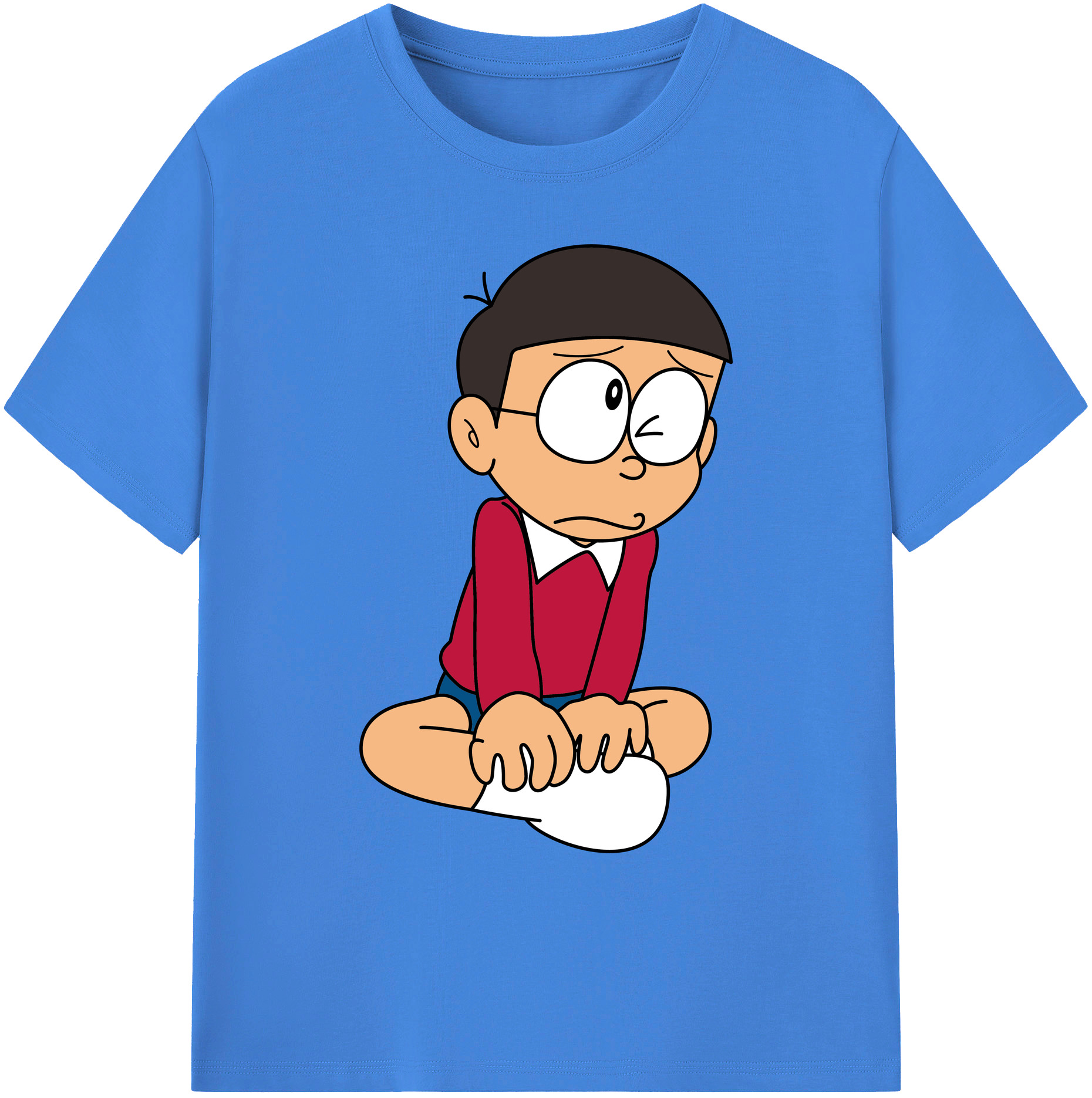 （画像用） ドラえもん 野比 のび太 Doraemon Nobita Nobi 綿100％ メンズ半袖Tシャツ｜肌触りやわらか＆通気性