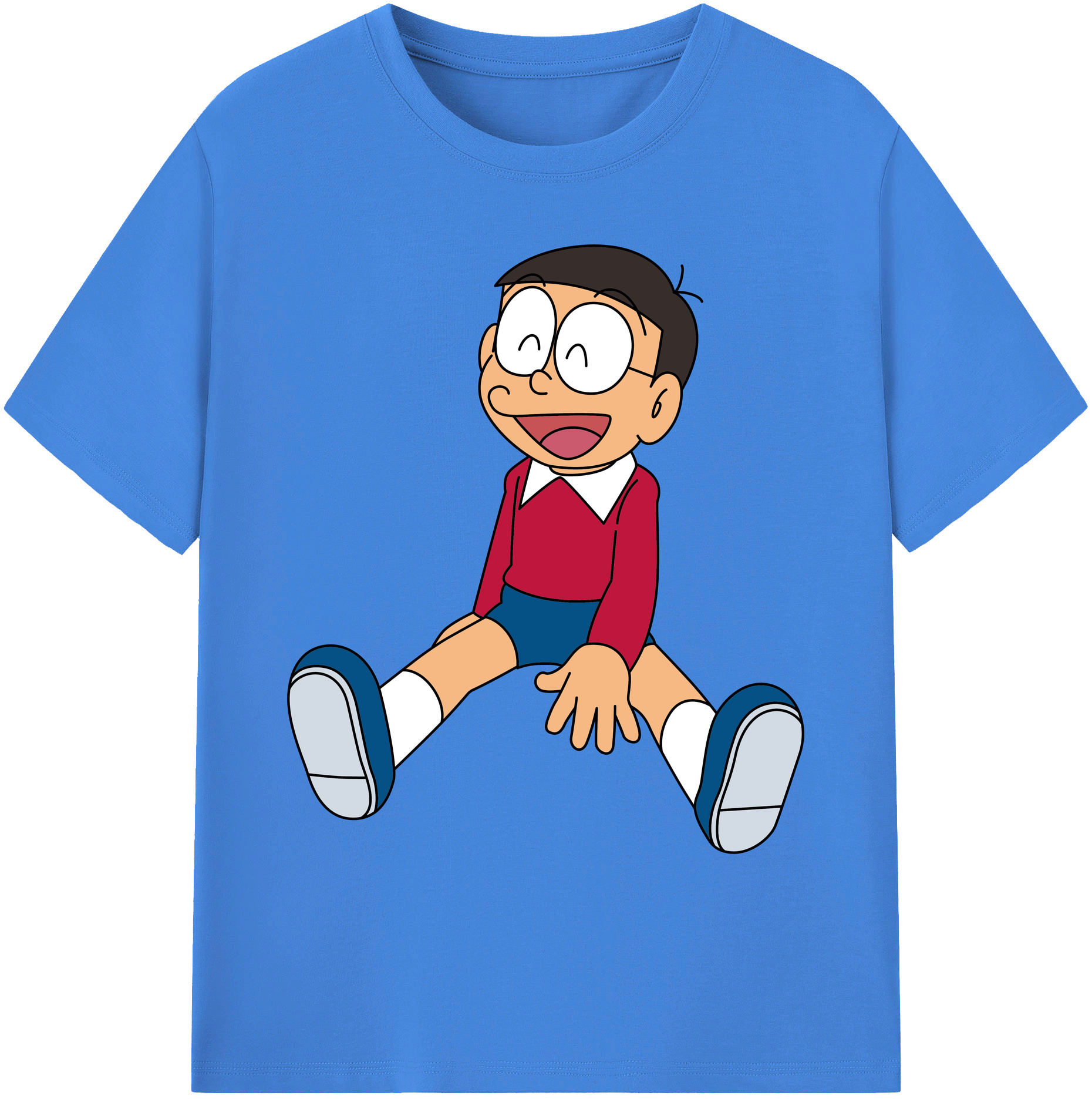（画像用） ドラえもん 野比 のび太 Doraemon Nobita Nobi 綿100％ メンズ半袖Tシャツ｜肌触りやわらか＆通気性