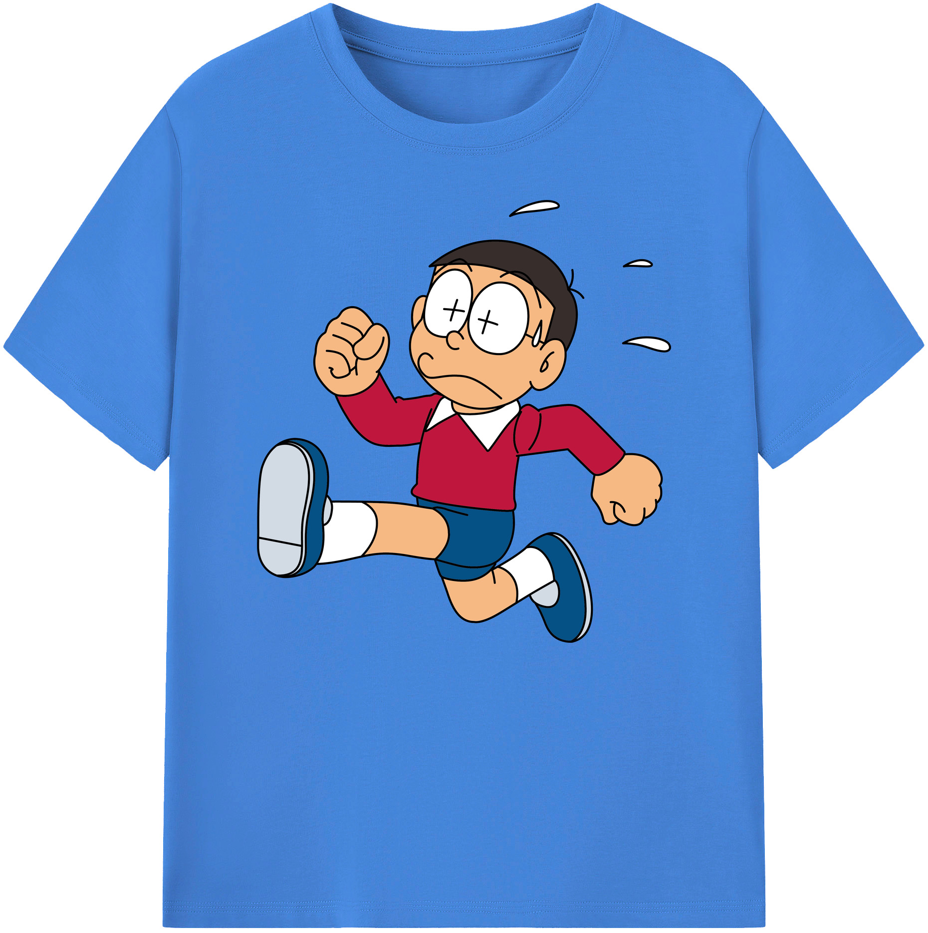 （画像用） ドラえもん 野比 のび太 Doraemon Nobita Nobi 綿100％ メンズ半袖Tシャツ｜肌触りやわらか＆通気性