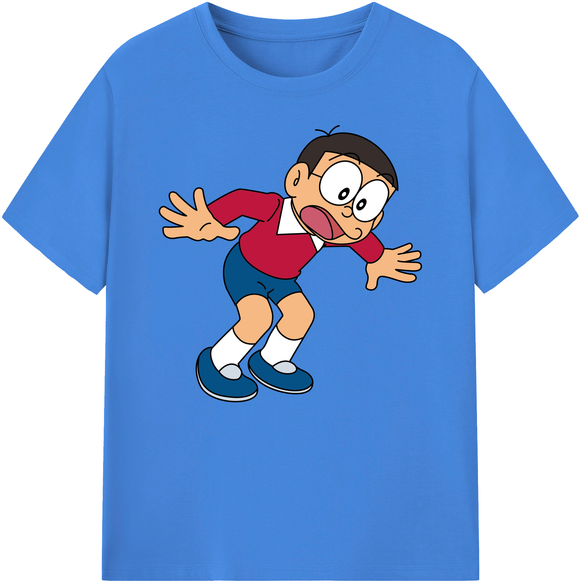 （画像用） ドラえもん 野比 のび太 Doraemon Nobita Nobi 綿100％ メンズ半袖Tシャツ｜肌触りやわらか＆通気性
