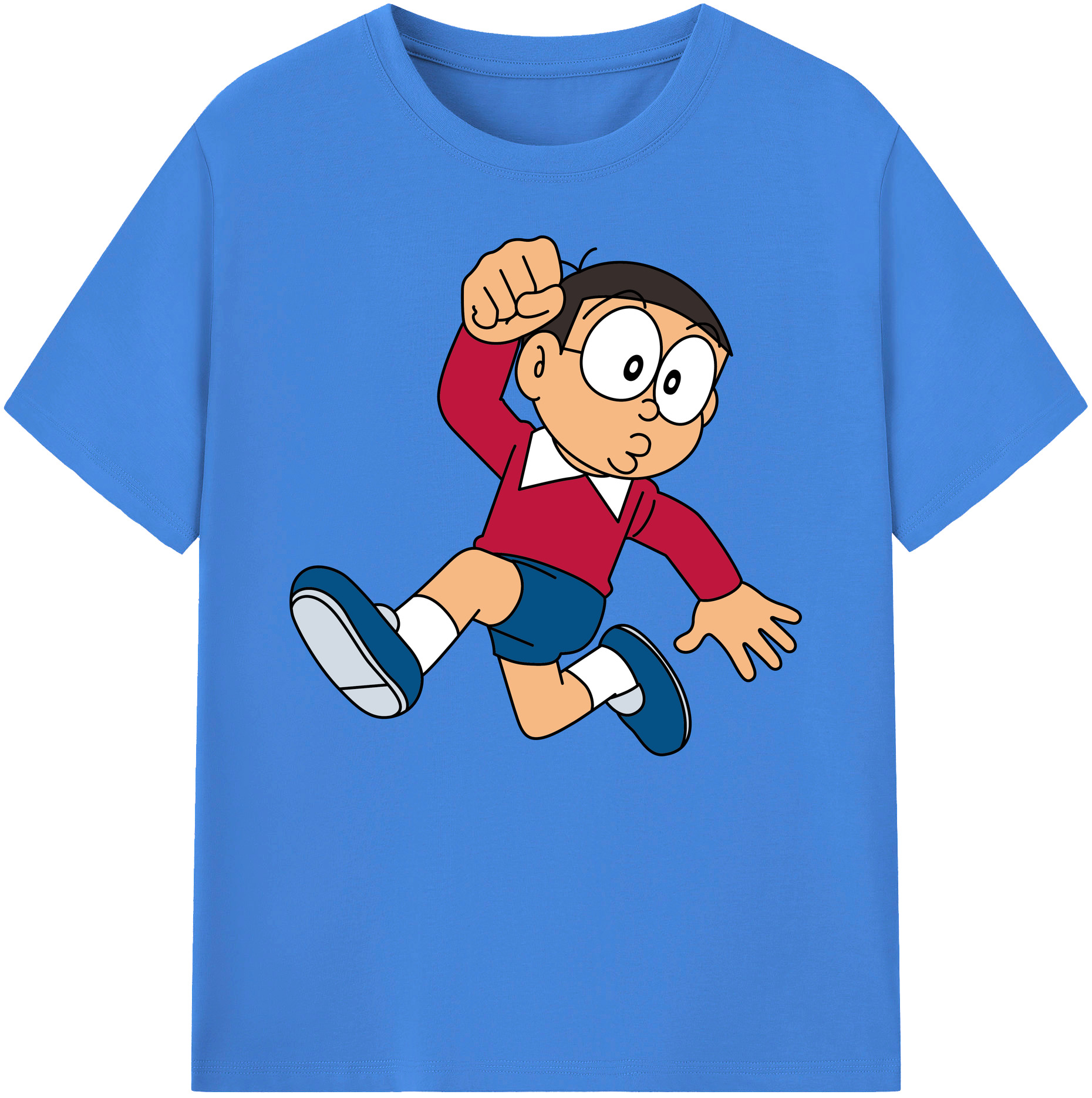 （画像用） ドラえもん 野比 のび太 Doraemon Nobita Nobi 綿100％ メンズ半袖Tシャツ｜肌触りやわらか＆通気性