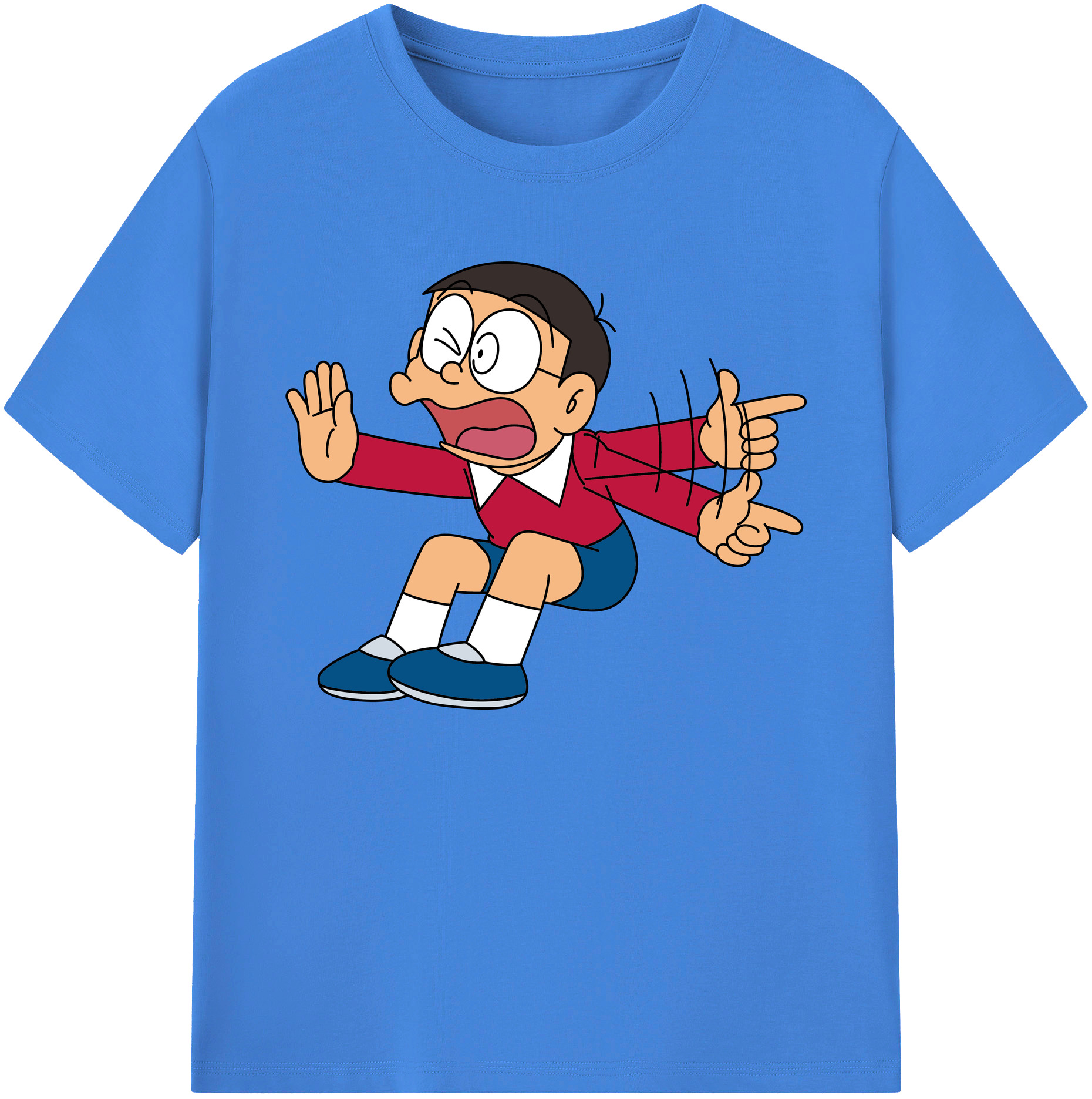 （画像用） ドラえもん 野比 のび太 Doraemon Nobita Nobi 綿100％ メンズ半袖Tシャツ｜肌触りやわらか＆通気性