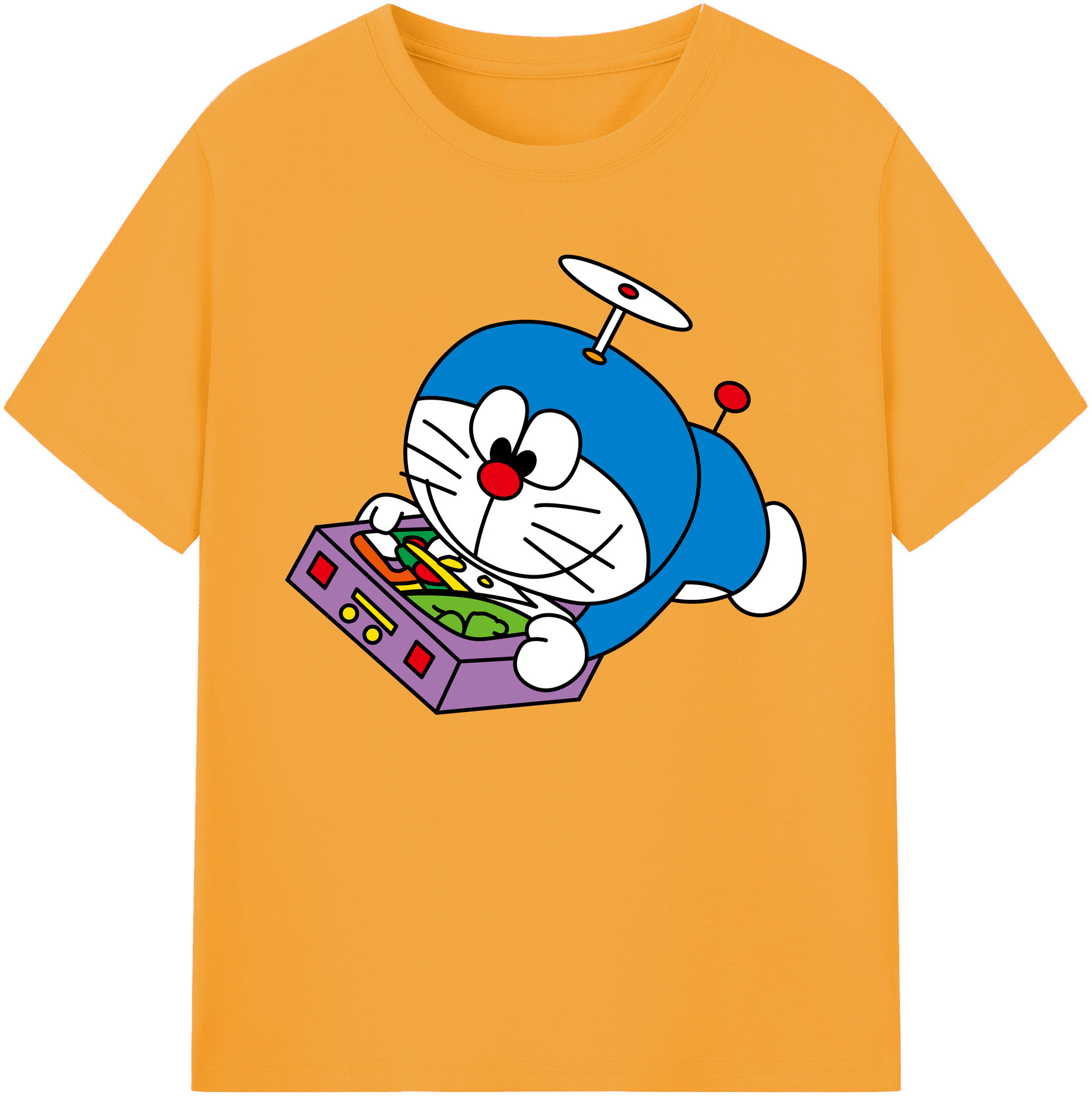 （画像用） ドラえもん Doraemon 綿100％ メンズ半袖Tシャツ｜肌触りやわらか＆通気性