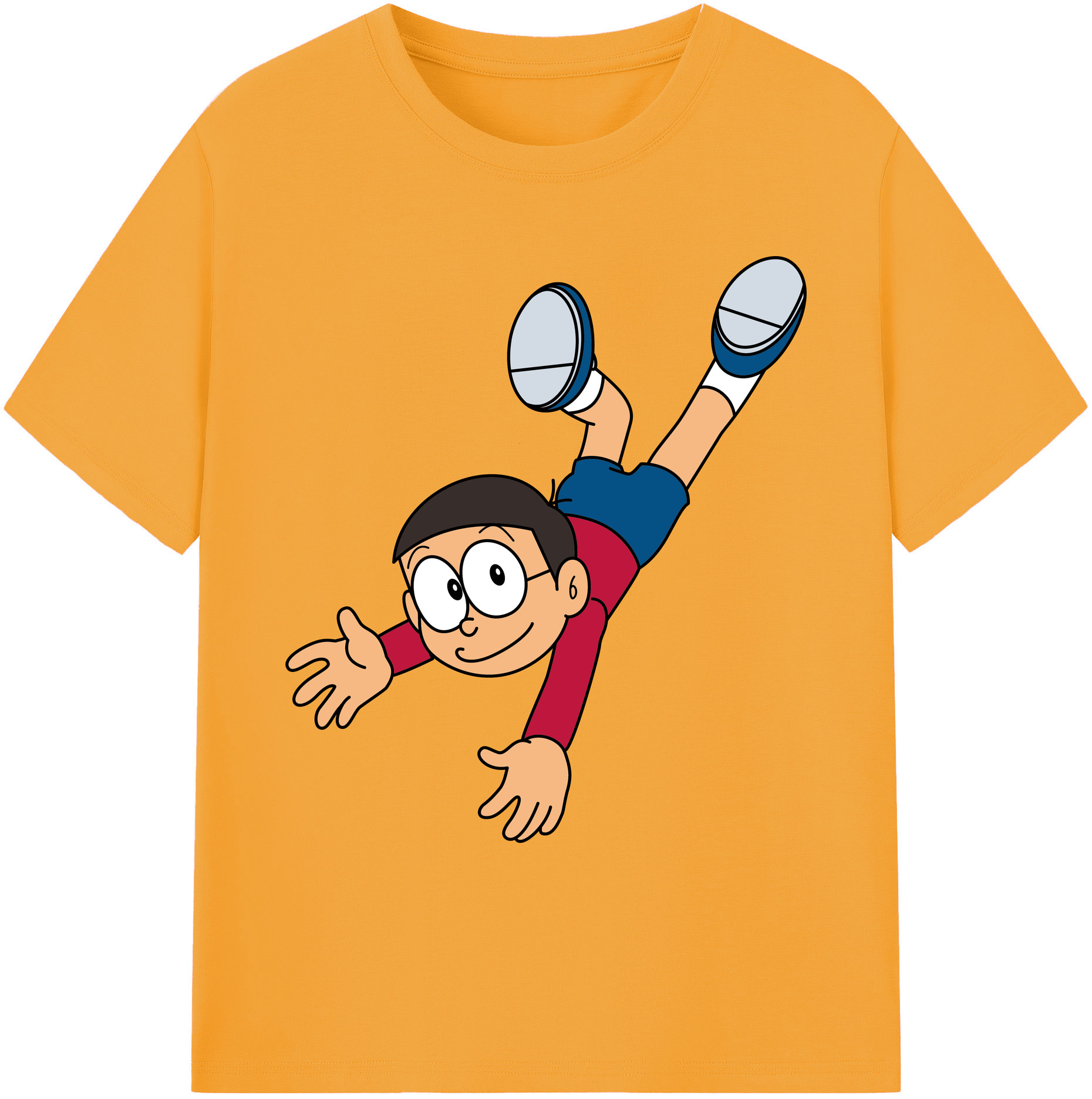 （画像用） ドラえもん 野比 のび太 Doraemon Nobita Nobi 綿100％ メンズ半袖Tシャツ｜肌触りやわらか＆通気性