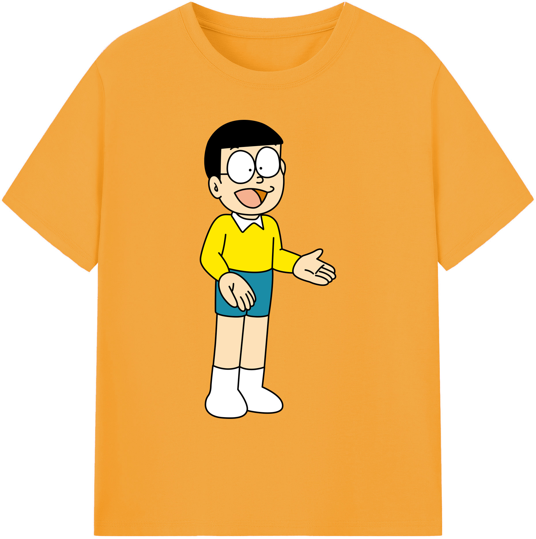 （画像用） ドラえもん 野比 のび太 Doraemon Nobita Nobi 綿100％ メンズ半袖Tシャツ｜肌触りやわらか＆通気性