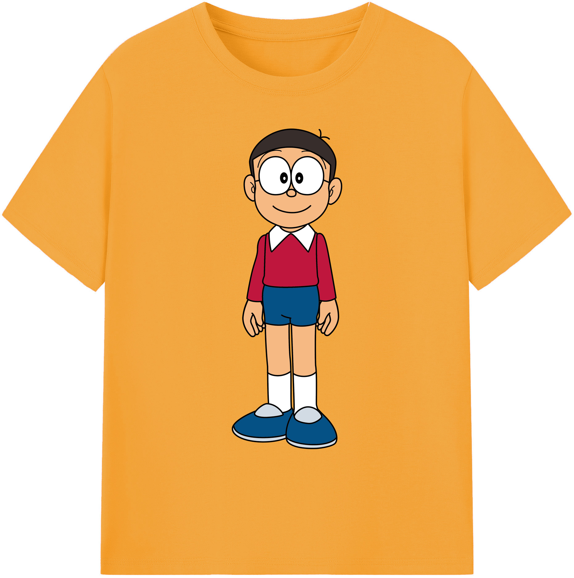 （画像用） ドラえもん 野比 のび太 Doraemon Nobita Nobi 綿100％ メンズ半袖Tシャツ｜肌触りやわらか＆通気性