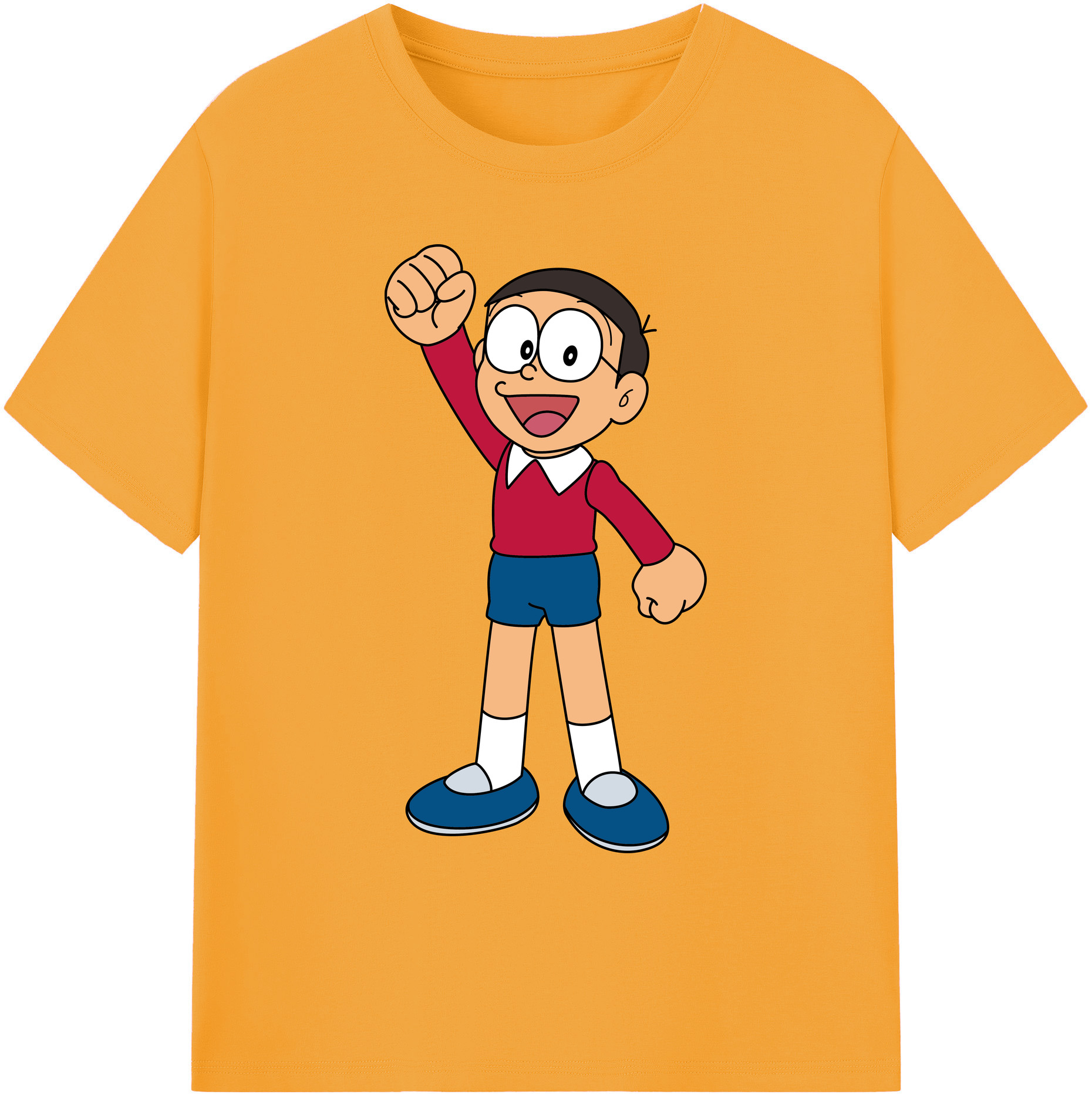 （画像用） ドラえもん 野比 のび太 Doraemon Nobita Nobi 綿100％ メンズ半袖Tシャツ｜肌触りやわらか＆通気性
