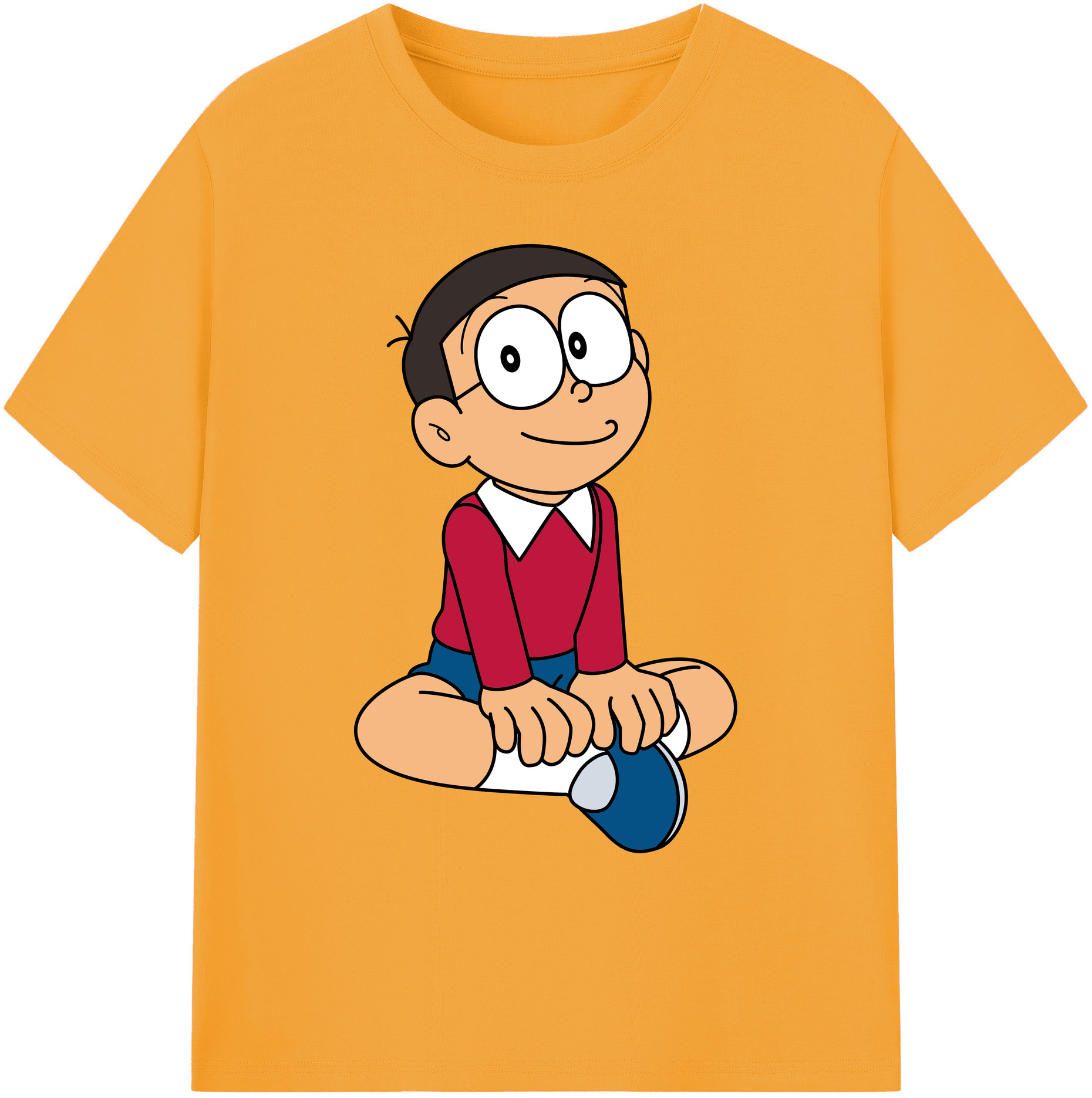（画像用） ドラえもん 野比 のび太 Doraemon Nobita Nobi 綿100％ メンズ半袖Tシャツ｜肌触りやわらか＆通気性