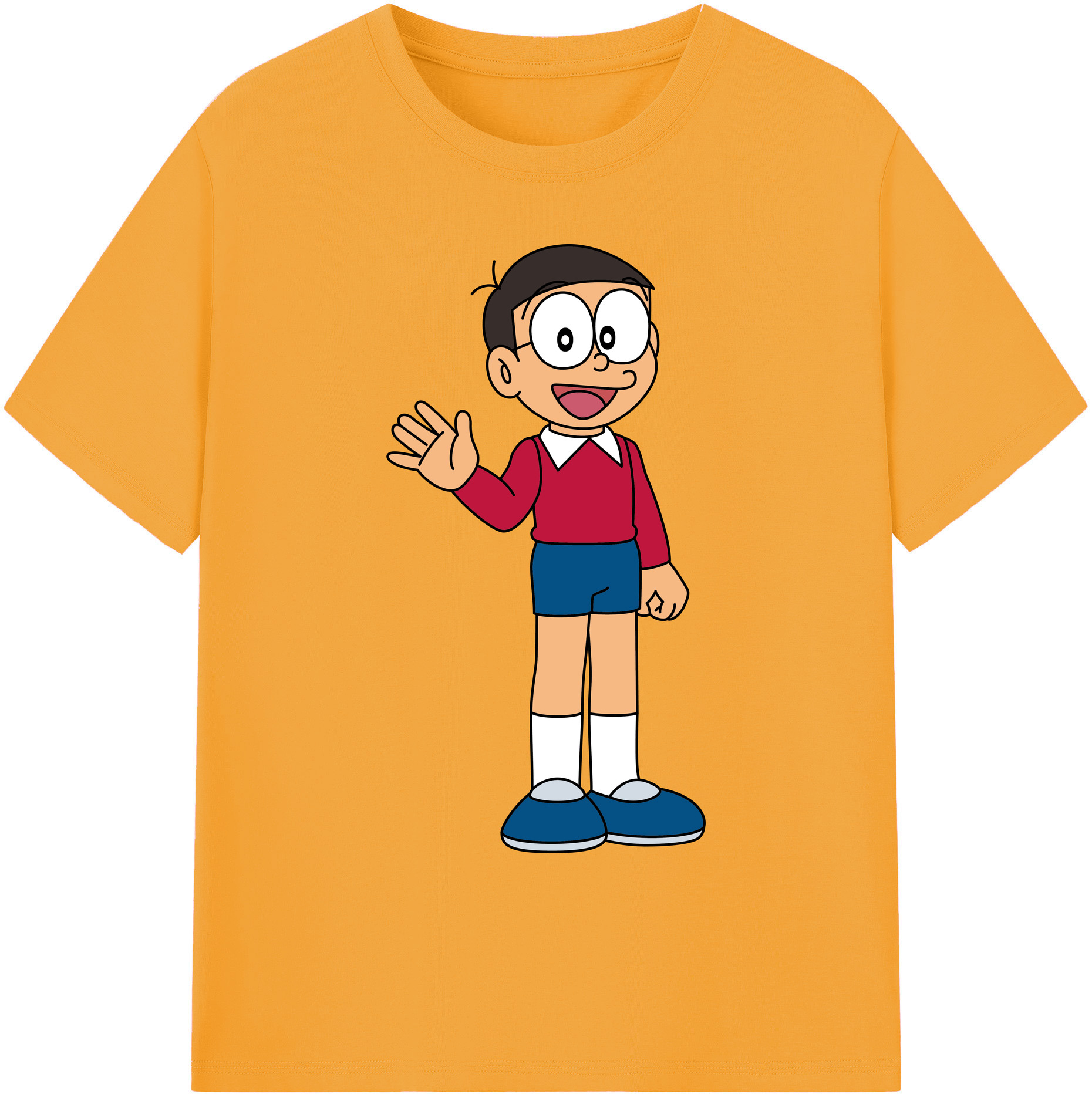 （画像用） ドラえもん 野比 のび太 Doraemon Nobita Nobi 綿100％ メンズ半袖Tシャツ｜肌触りやわらか＆通気性