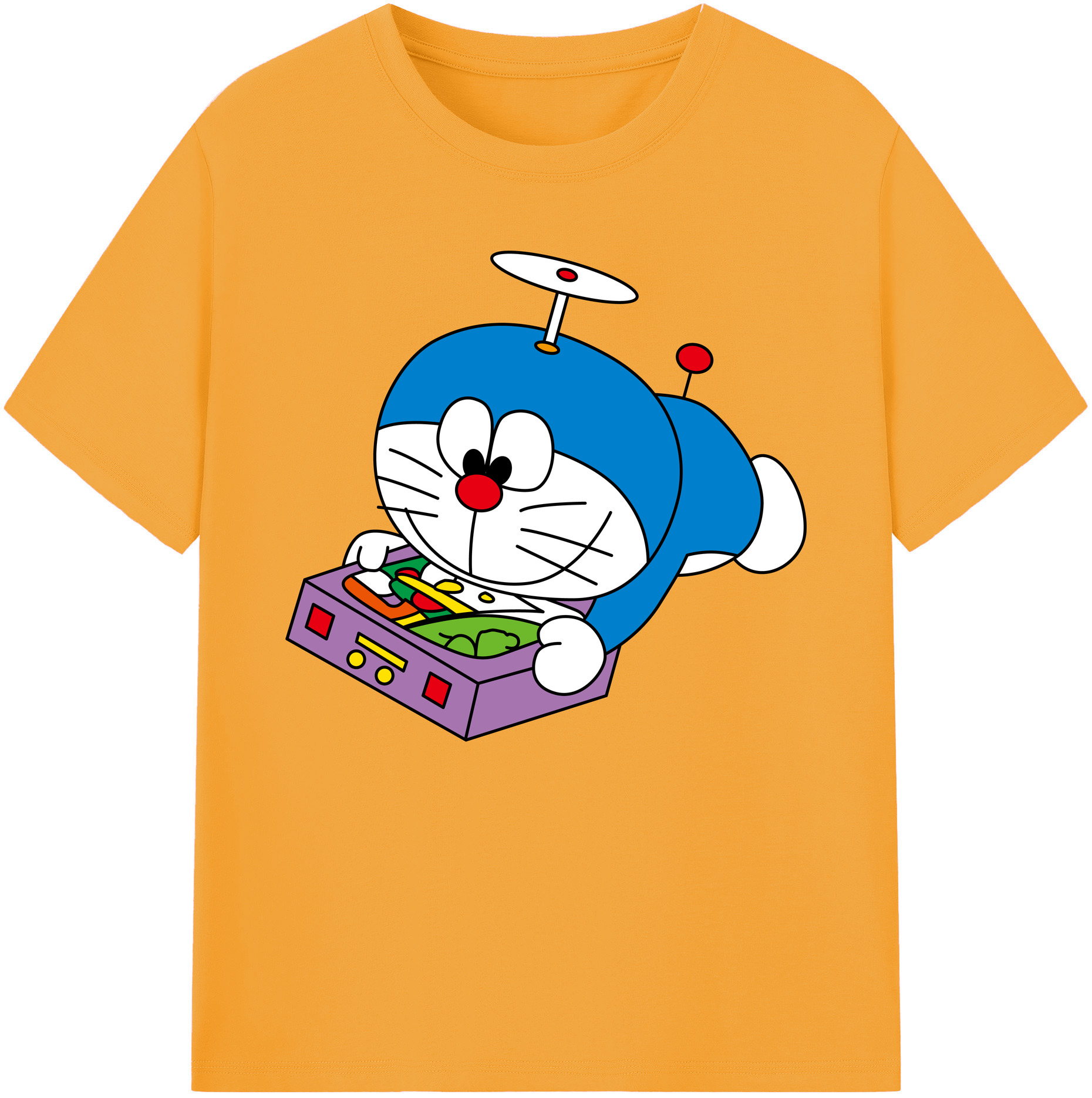 （画像用） ドラえもん Doraemon 綿100％ メンズ半袖Tシャツ｜肌触りやわらか＆通気性