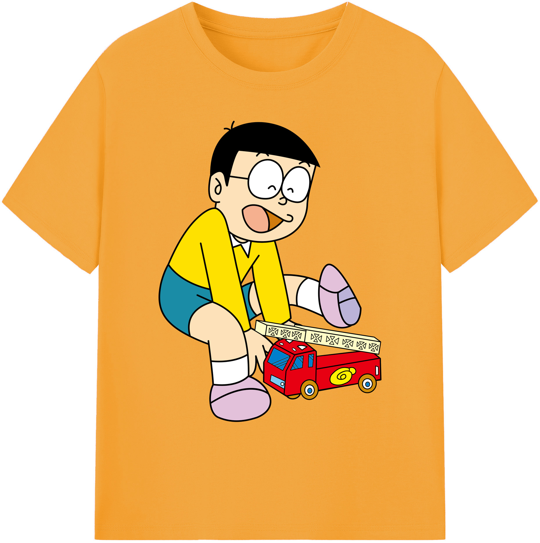 （画像用） ドラえもん 野比 のび太 Doraemon Nobita Nobi 綿100％ メンズ半袖Tシャツ｜肌触りやわらか＆通気性