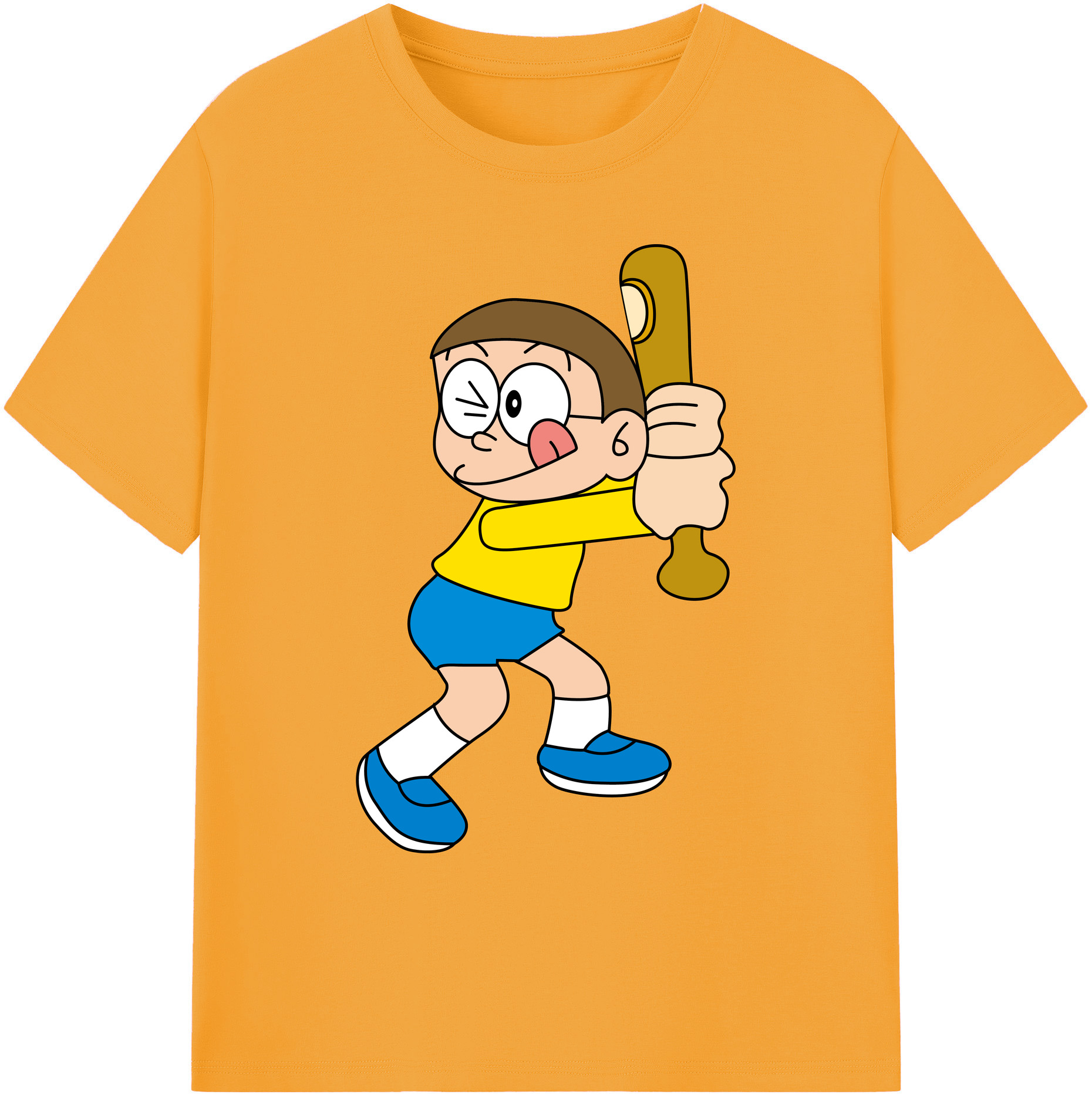 （画像用） ドラえもん 野比 のび太 Doraemon Nobita Nobi 綿100％ メンズ半袖Tシャツ｜肌触りやわらか＆通気性