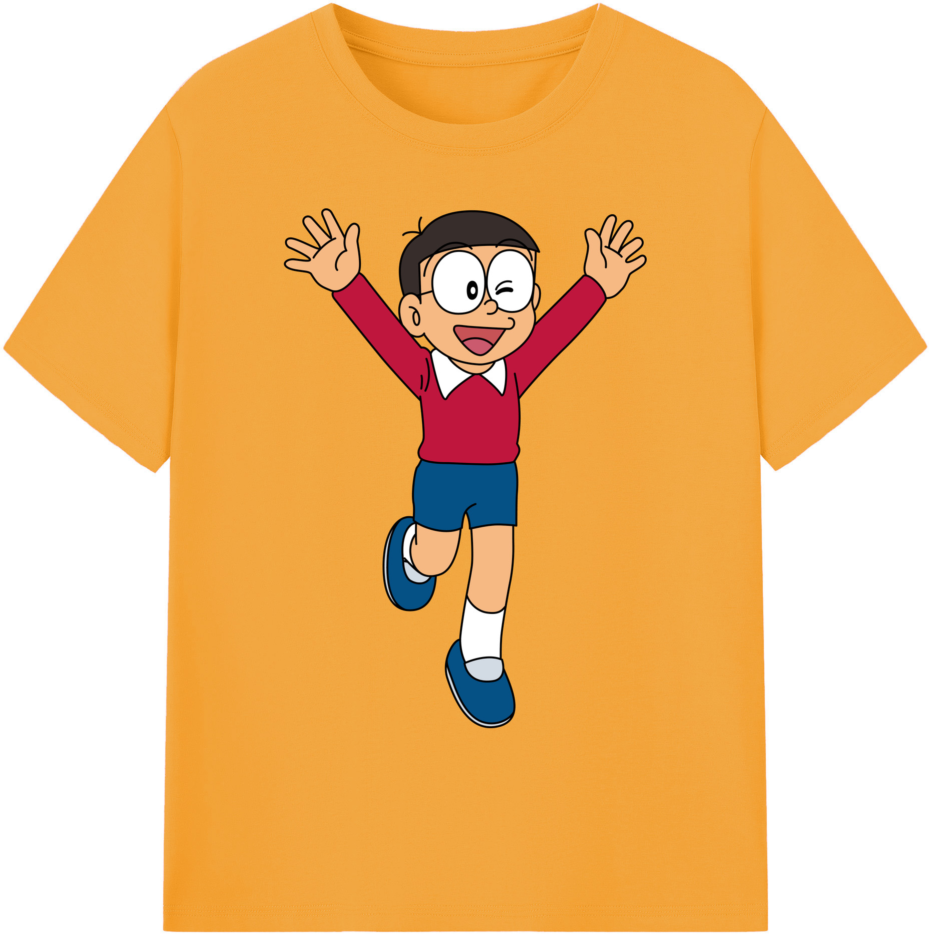 （画像用） ドラえもん 野比 のび太 Doraemon Nobita Nobi 綿100％ メンズ半袖Tシャツ｜肌触りやわらか＆通気性