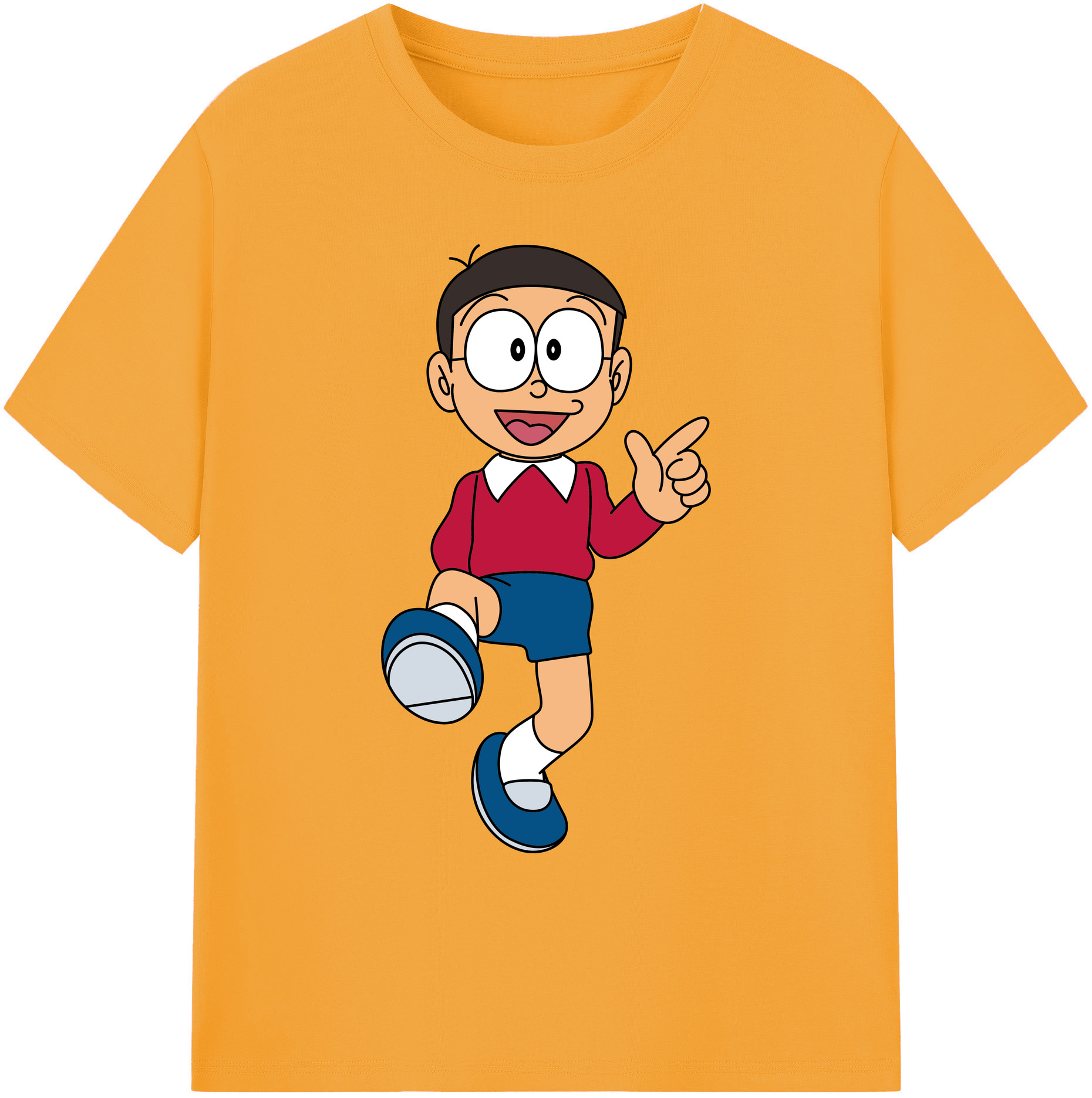 （画像用） ドラえもん 野比 のび太 Doraemon Nobita Nobi 綿100％ メンズ半袖Tシャツ｜肌触りやわらか＆通気性