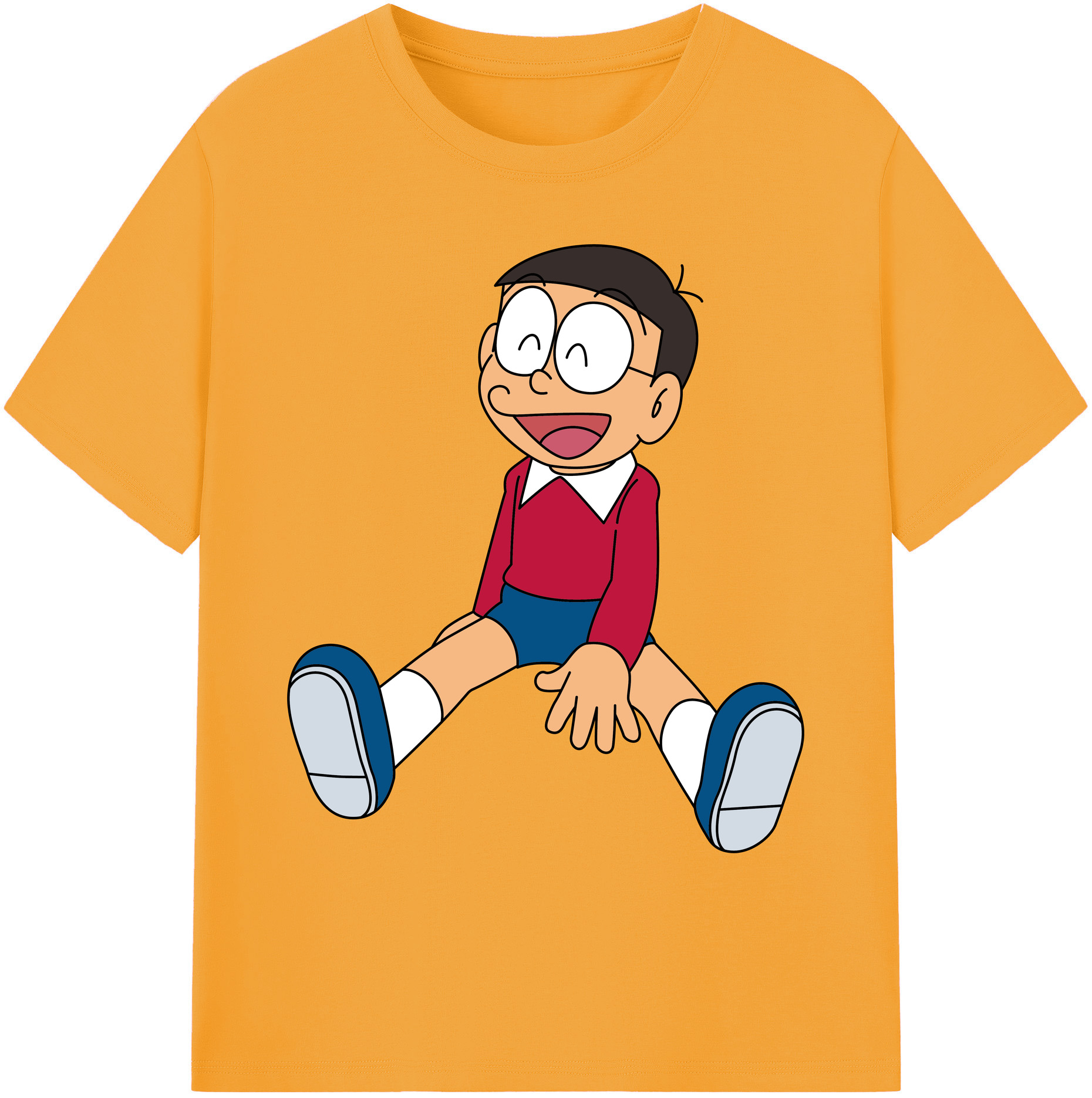 （画像用） ドラえもん 野比 のび太 Doraemon Nobita Nobi 綿100％ メンズ半袖Tシャツ｜肌触りやわらか＆通気性