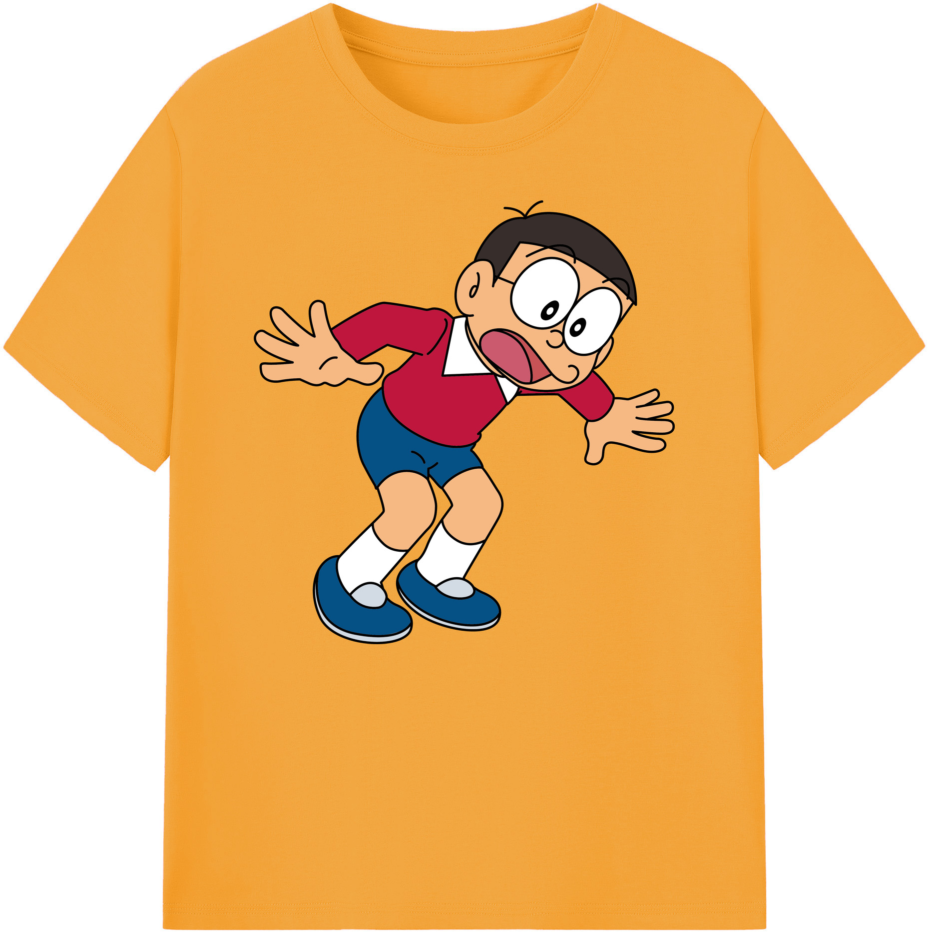 （画像用） ドラえもん 野比 のび太 Doraemon Nobita Nobi 綿100％ メンズ半袖Tシャツ｜肌触りやわらか＆通気性