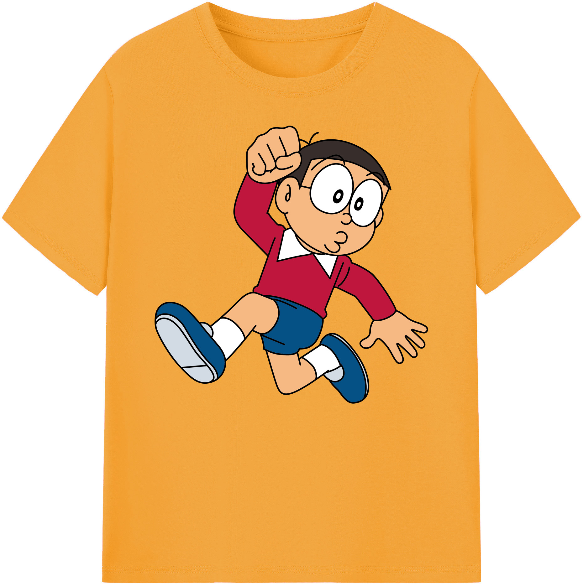 （画像用） ドラえもん 野比 のび太 Doraemon Nobita Nobi 綿100％ メンズ半袖Tシャツ｜肌触りやわらか＆通気性