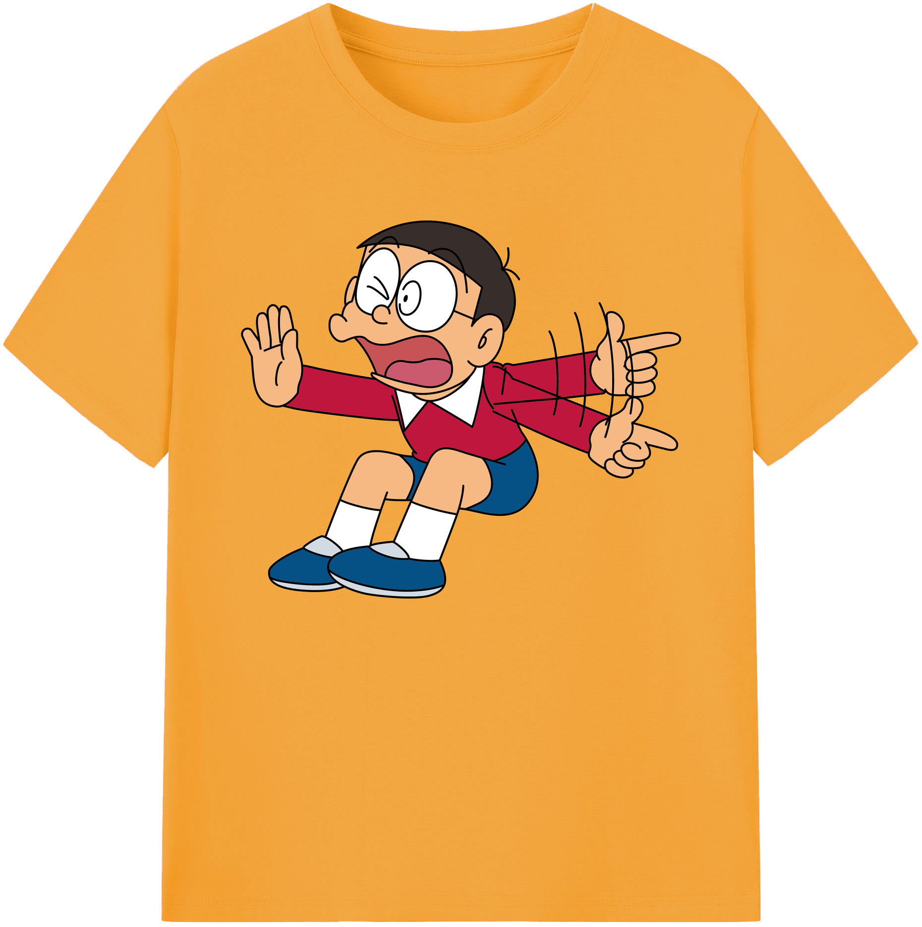 （画像用） ドラえもん 野比 のび太 Doraemon Nobita Nobi 綿100％ メンズ半袖Tシャツ｜肌触りやわらか＆通気性