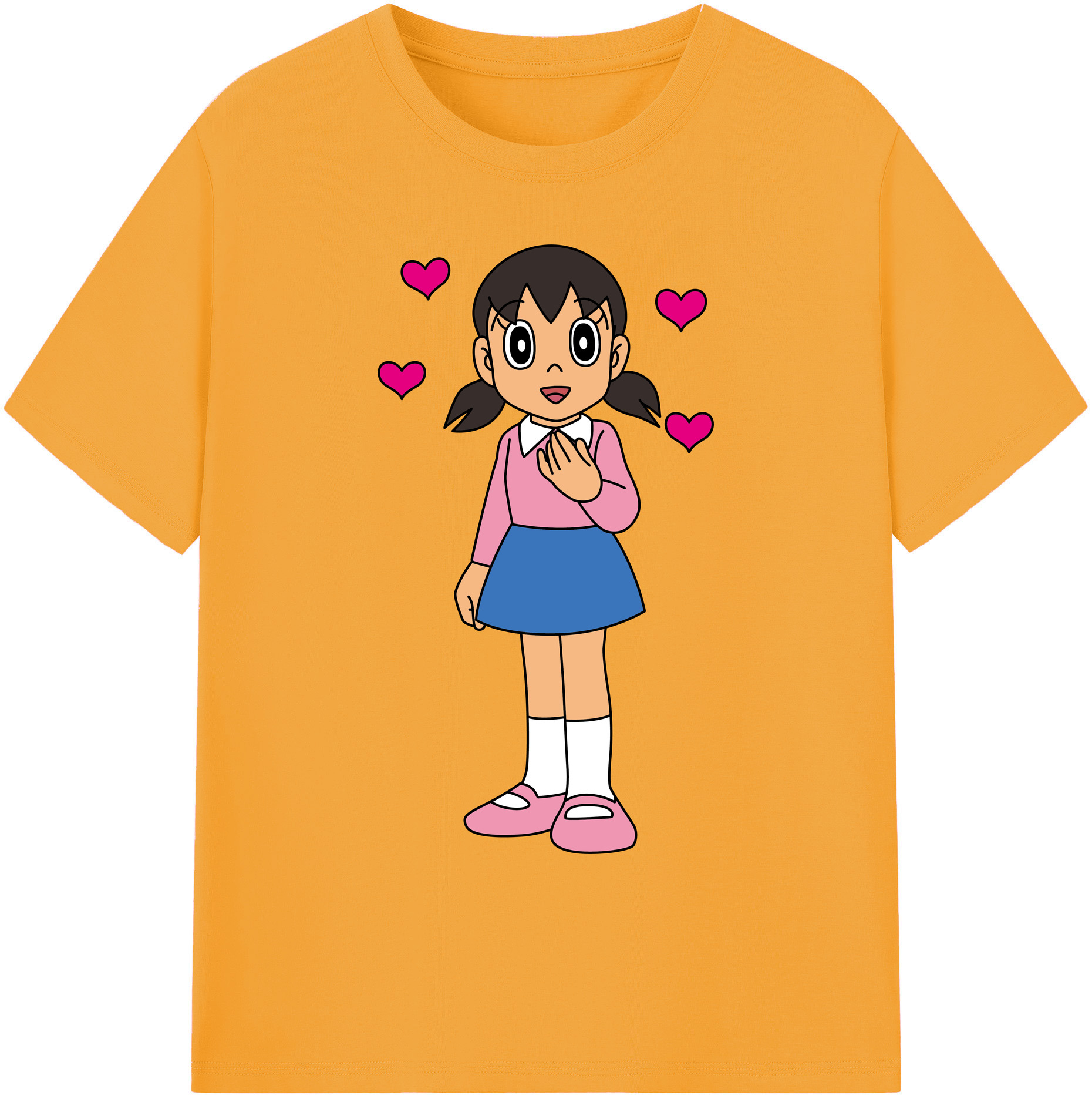 （画像用） ドラえもん みなもと しずか Doraemon Shizuka Minamoto 綿100％ メンズ半袖Tシャツ｜肌触りやわらか＆通気性