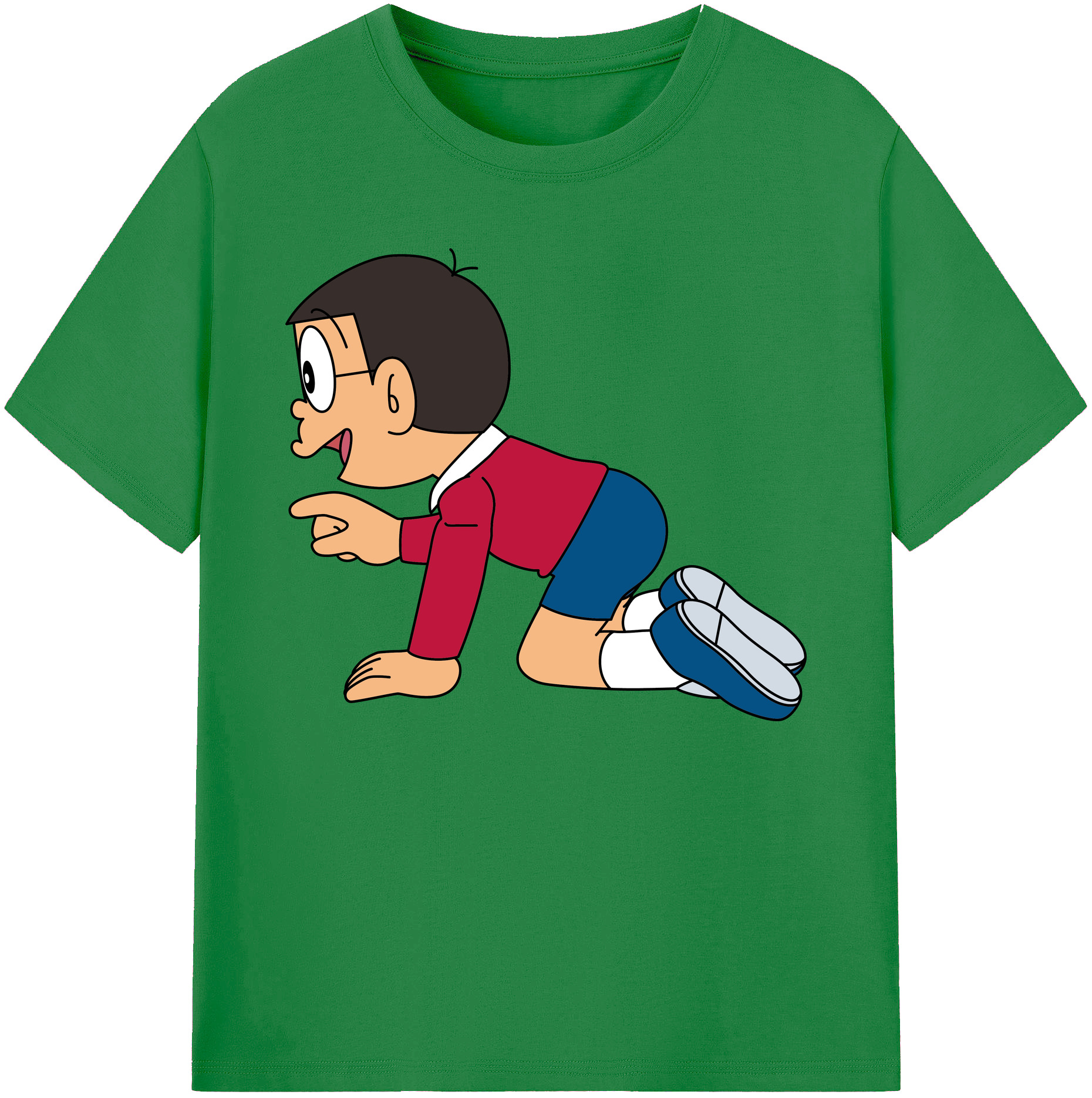 （画像用） ドラえもん 野比 のび太 Doraemon Nobita Nobi 綿100％ メンズ半袖Tシャツ｜肌触りやわらか＆通気性
