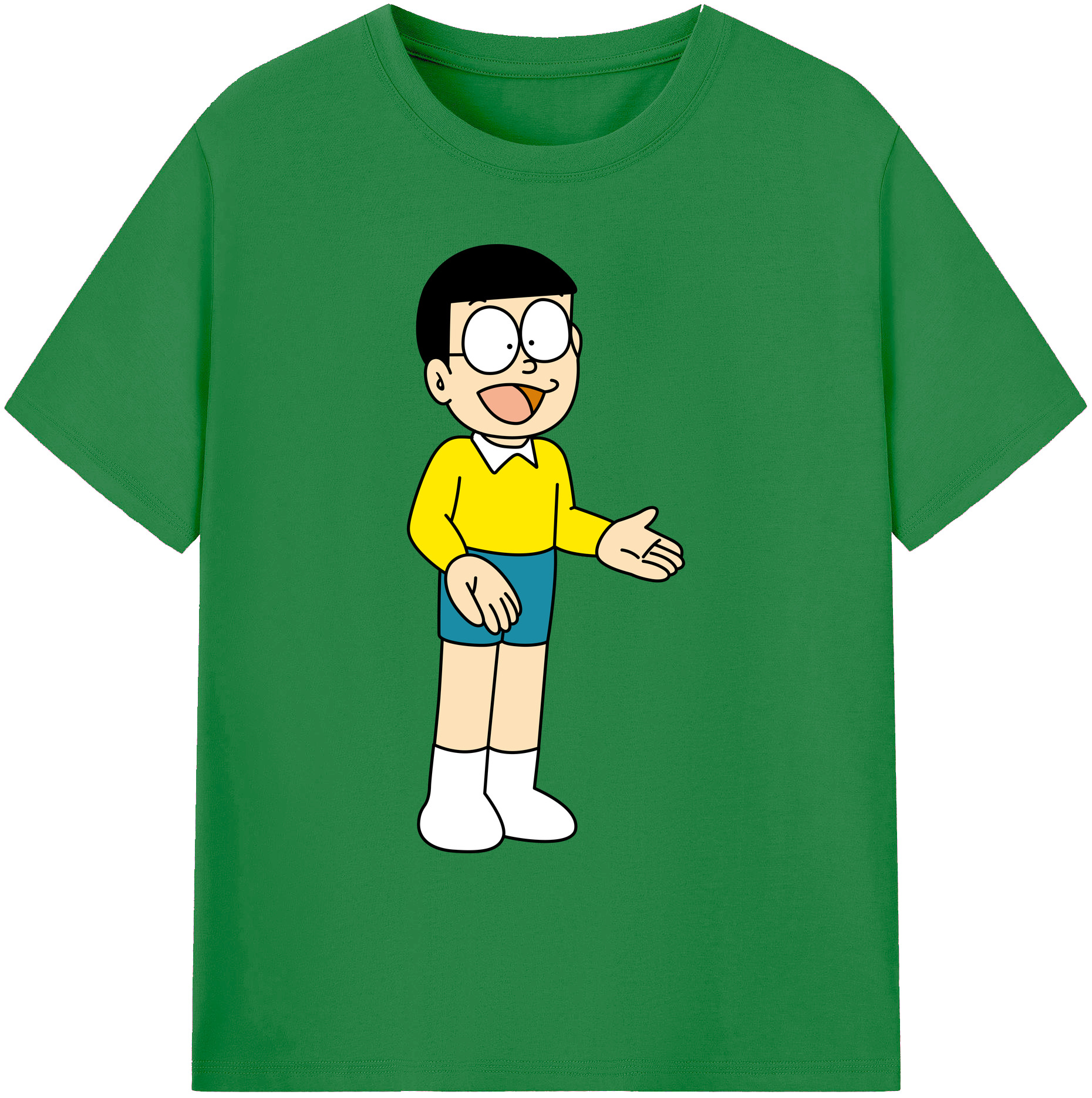 （画像用） ドラえもん 野比 のび太 Doraemon Nobita Nobi 綿100％ メンズ半袖Tシャツ｜肌触りやわらか＆通気性