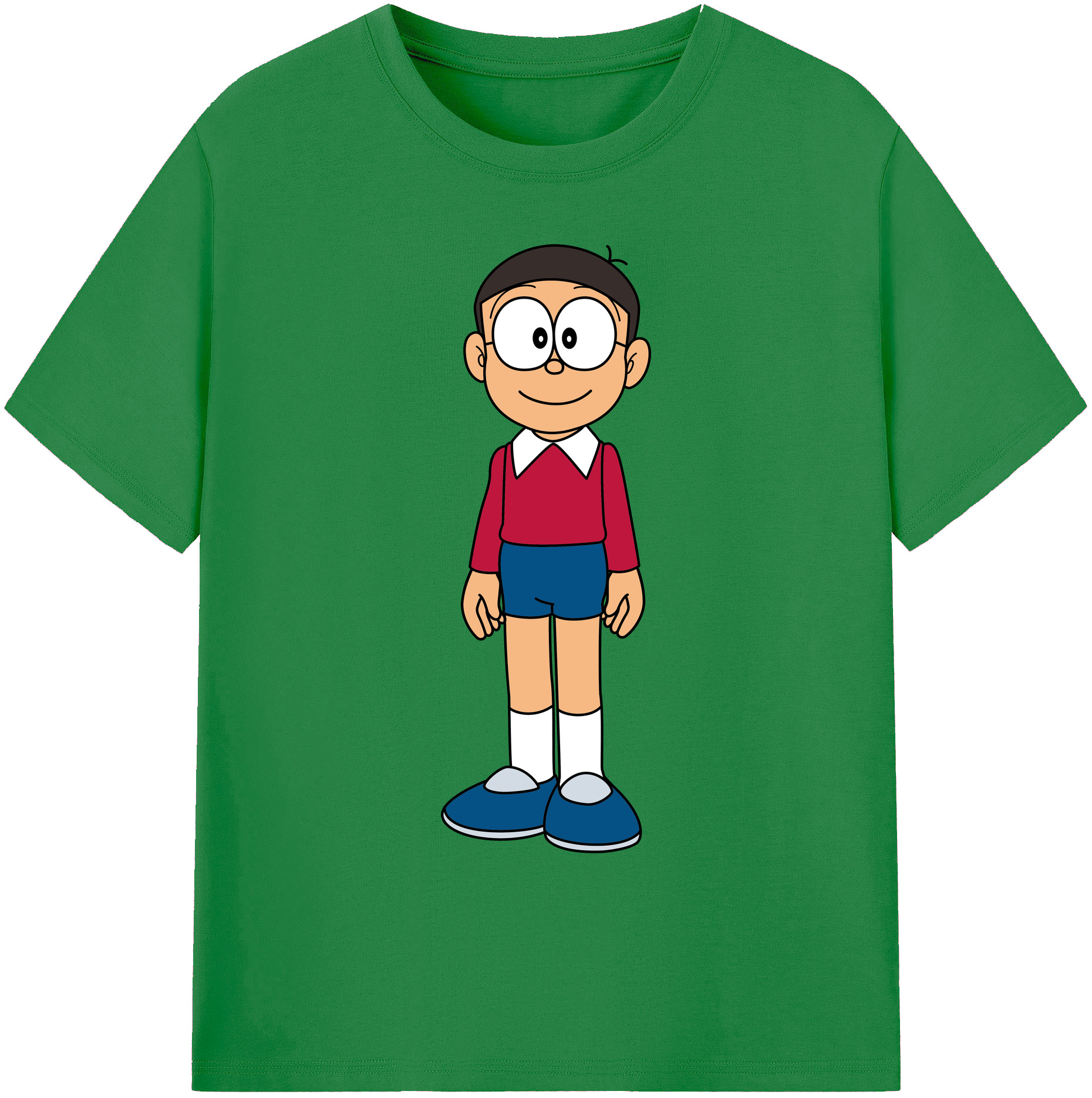 （画像用） ドラえもん 野比 のび太 Doraemon Nobita Nobi 綿100％ メンズ半袖Tシャツ｜肌触りやわらか＆通気性