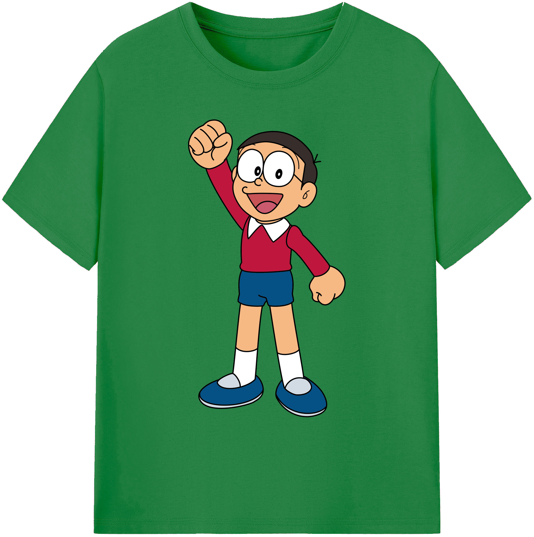 （画像用） ドラえもん 野比 のび太 Doraemon Nobita Nobi 綿100％ メンズ半袖Tシャツ｜肌触りやわらか＆通気性