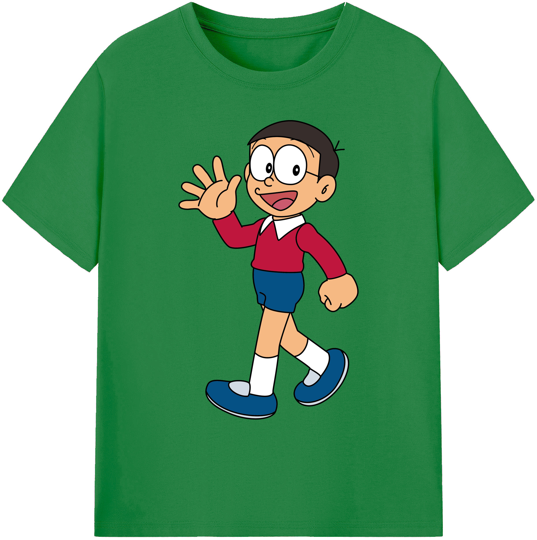 （画像用） ドラえもん 野比 のび太 Doraemon Nobita Nobi 綿100％ メンズ半袖Tシャツ｜肌触りやわらか＆通気性