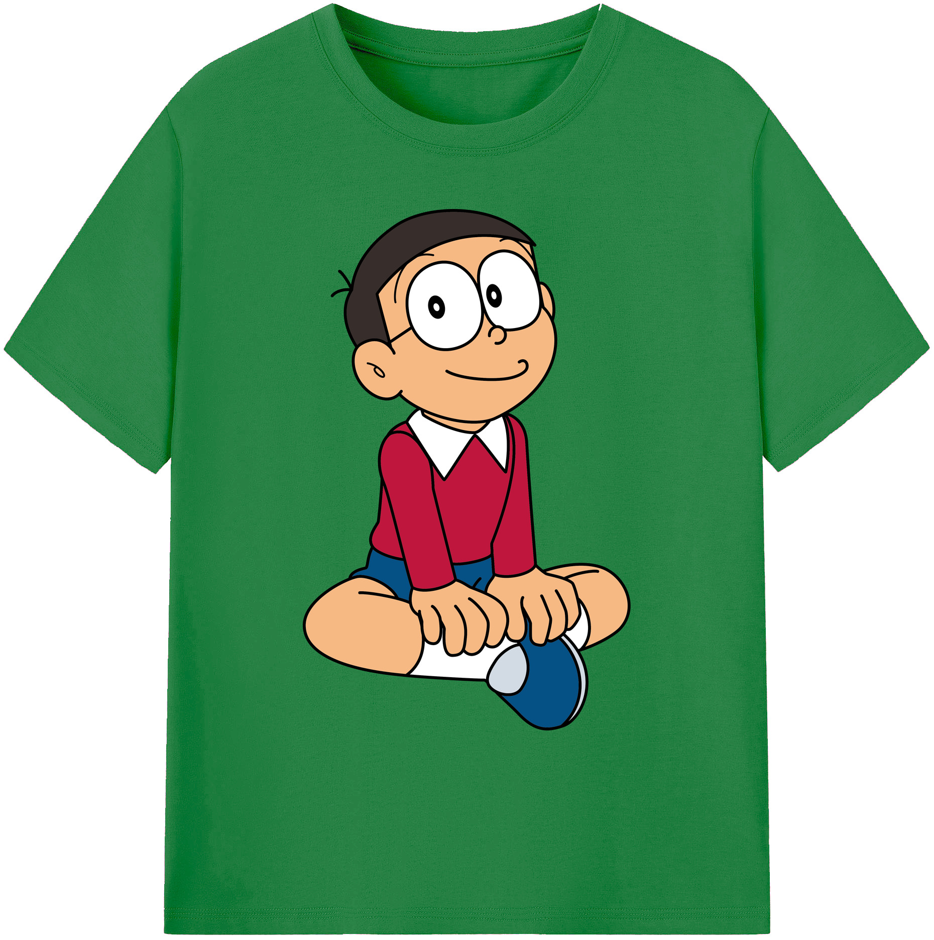 （画像用） ドラえもん 野比 のび太 Doraemon Nobita Nobi 綿100％ メンズ半袖Tシャツ｜肌触りやわらか＆通気性