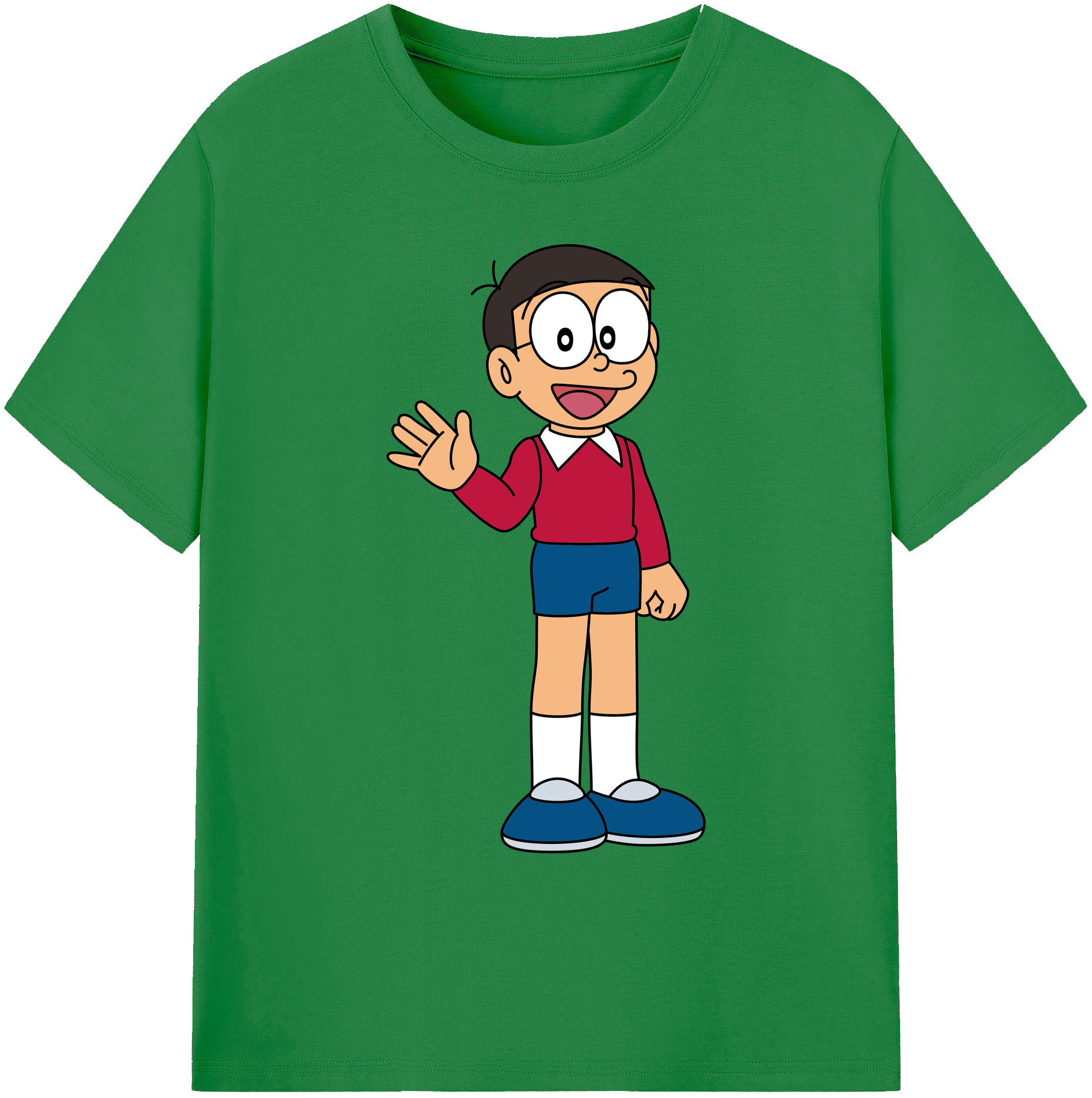 （画像用） ドラえもん 野比 のび太 Doraemon Nobita Nobi 綿100％ メンズ半袖Tシャツ｜肌触りやわらか＆通気性