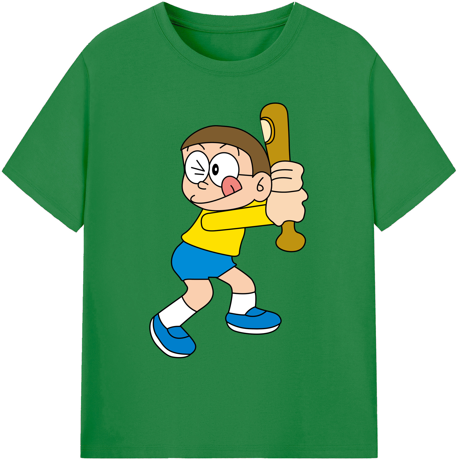 （画像用） ドラえもん 野比 のび太 Doraemon Nobita Nobi 綿100％ メンズ半袖Tシャツ｜肌触りやわらか＆通気性