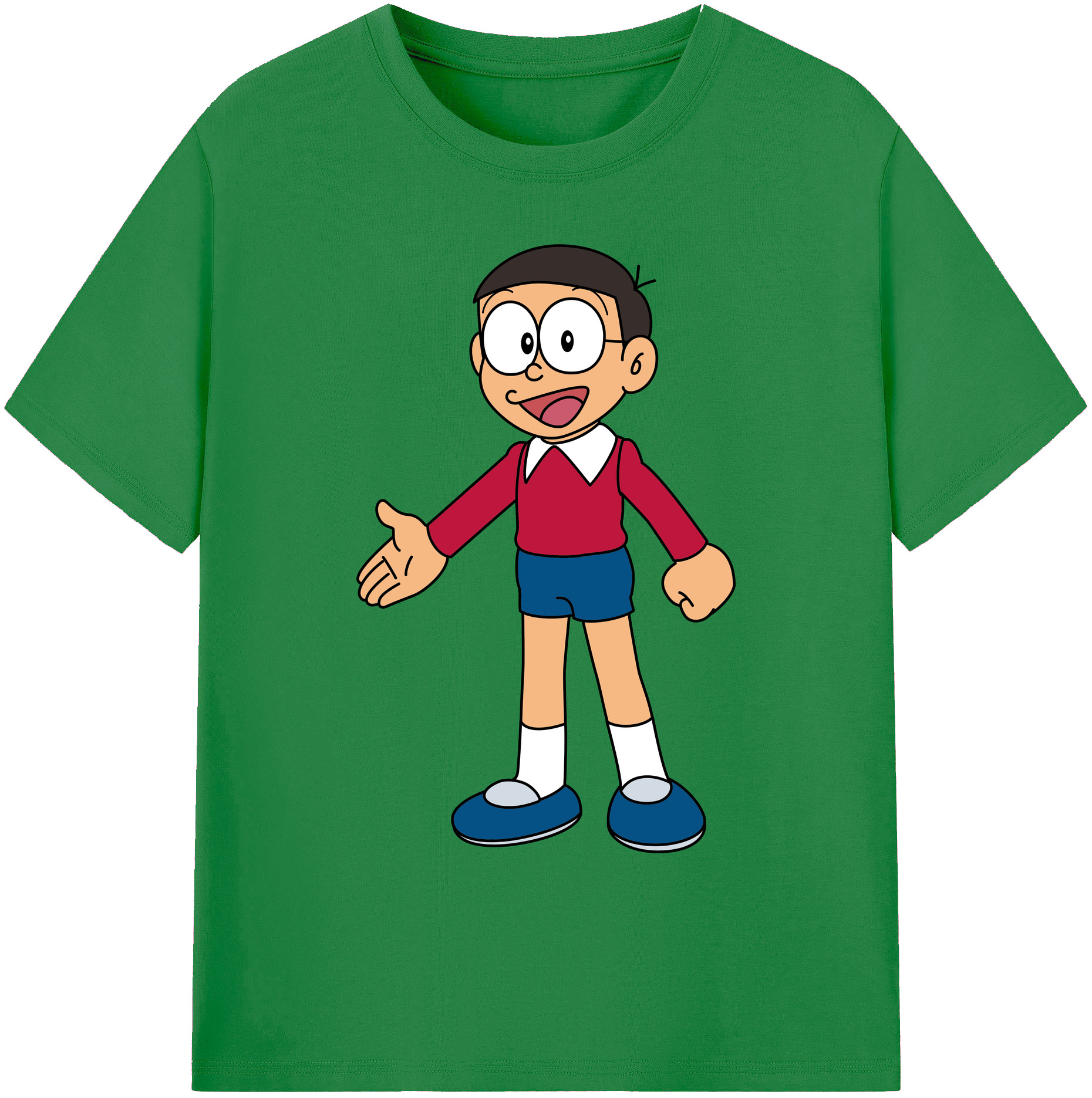 （画像用） ドラえもん 野比 のび太 Doraemon Nobita Nobi 綿100％ メンズ半袖Tシャツ｜肌触りやわらか＆通気性