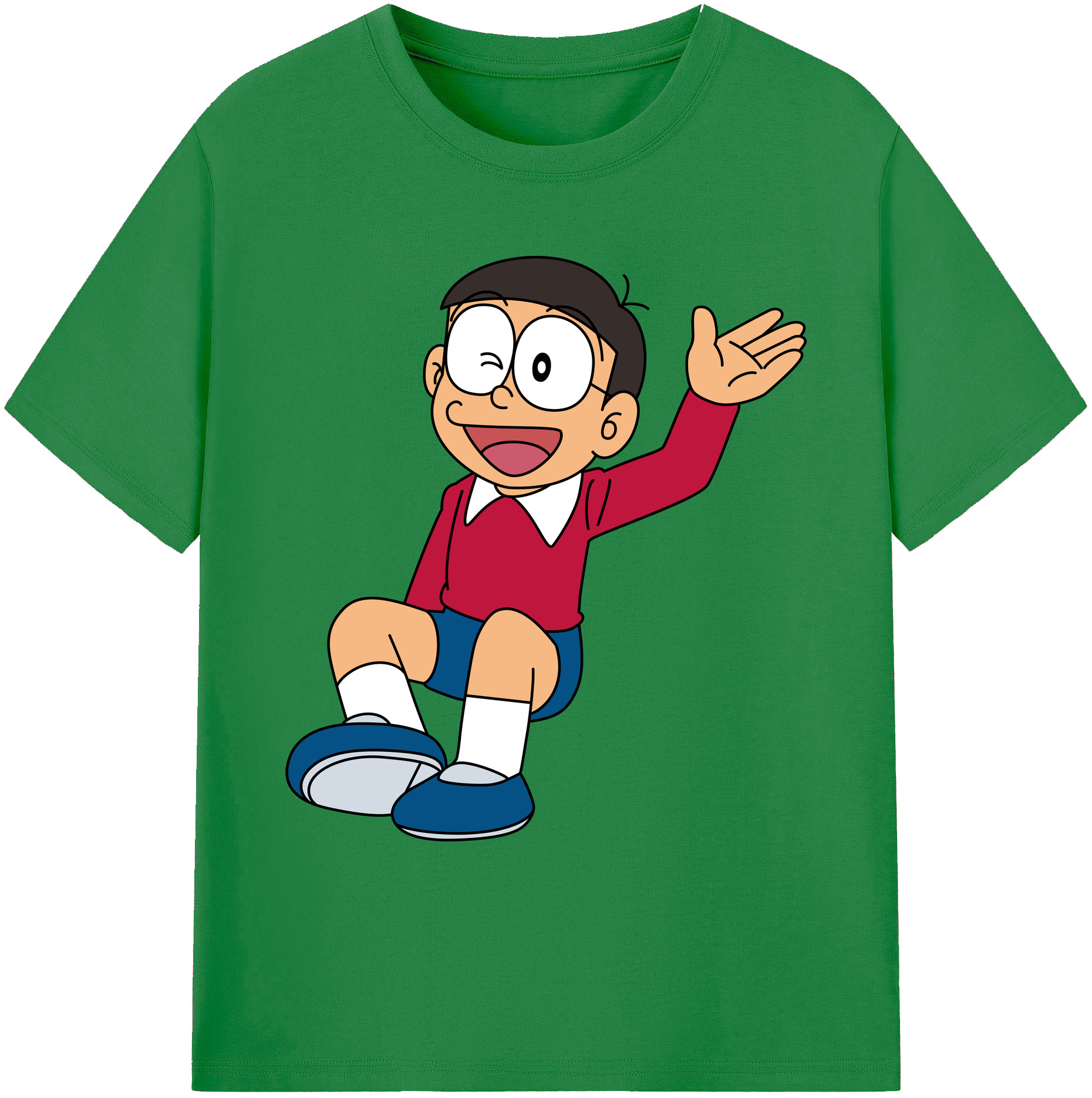 （画像用） ドラえもん 野比 のび太 Doraemon Nobita Nobi 綿100％ メンズ半袖Tシャツ｜肌触りやわらか＆通気性